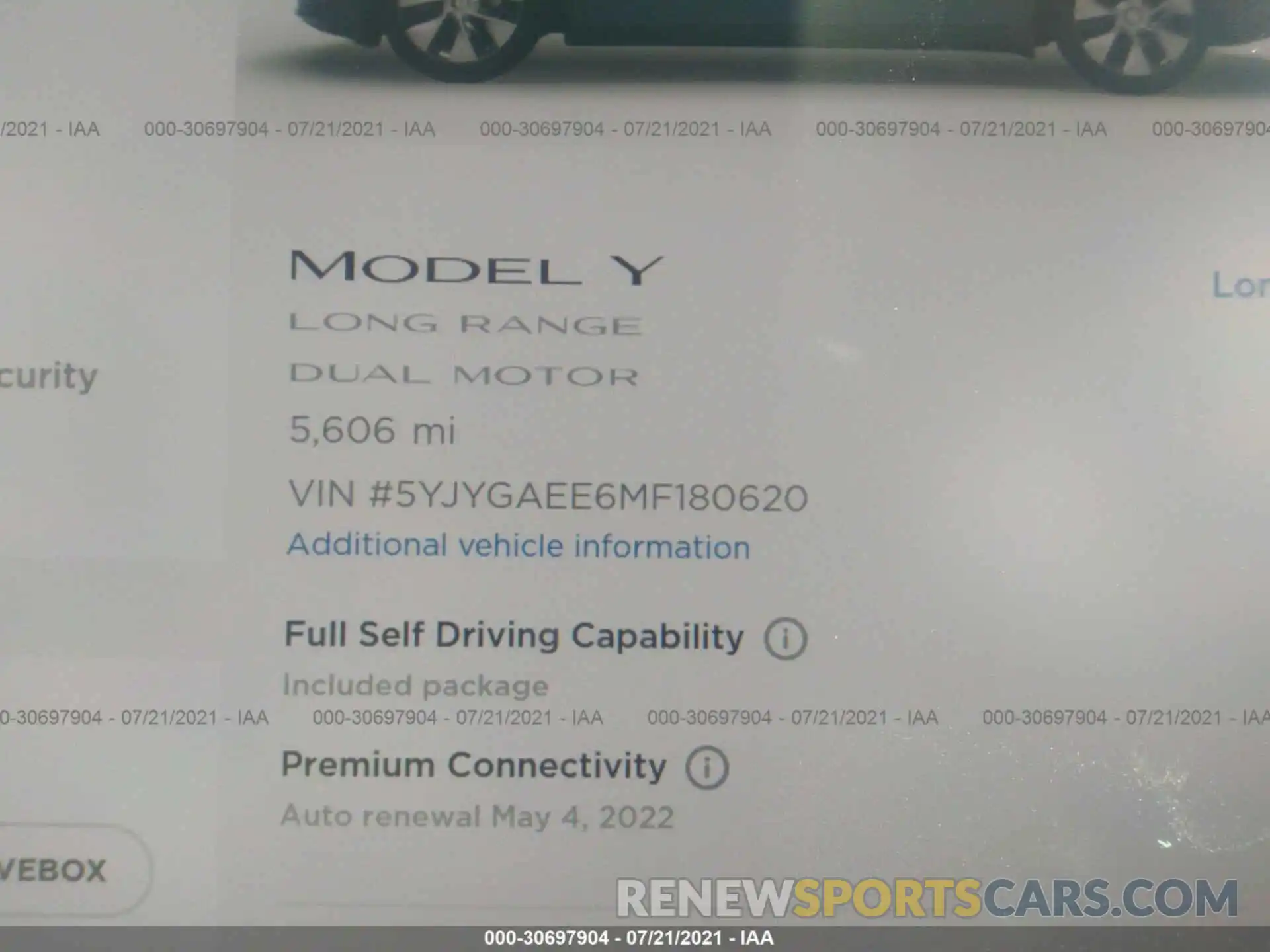 9 Фотография поврежденного автомобиля 5YJYGAEE6MF180620 TESLA MODEL Y 2021