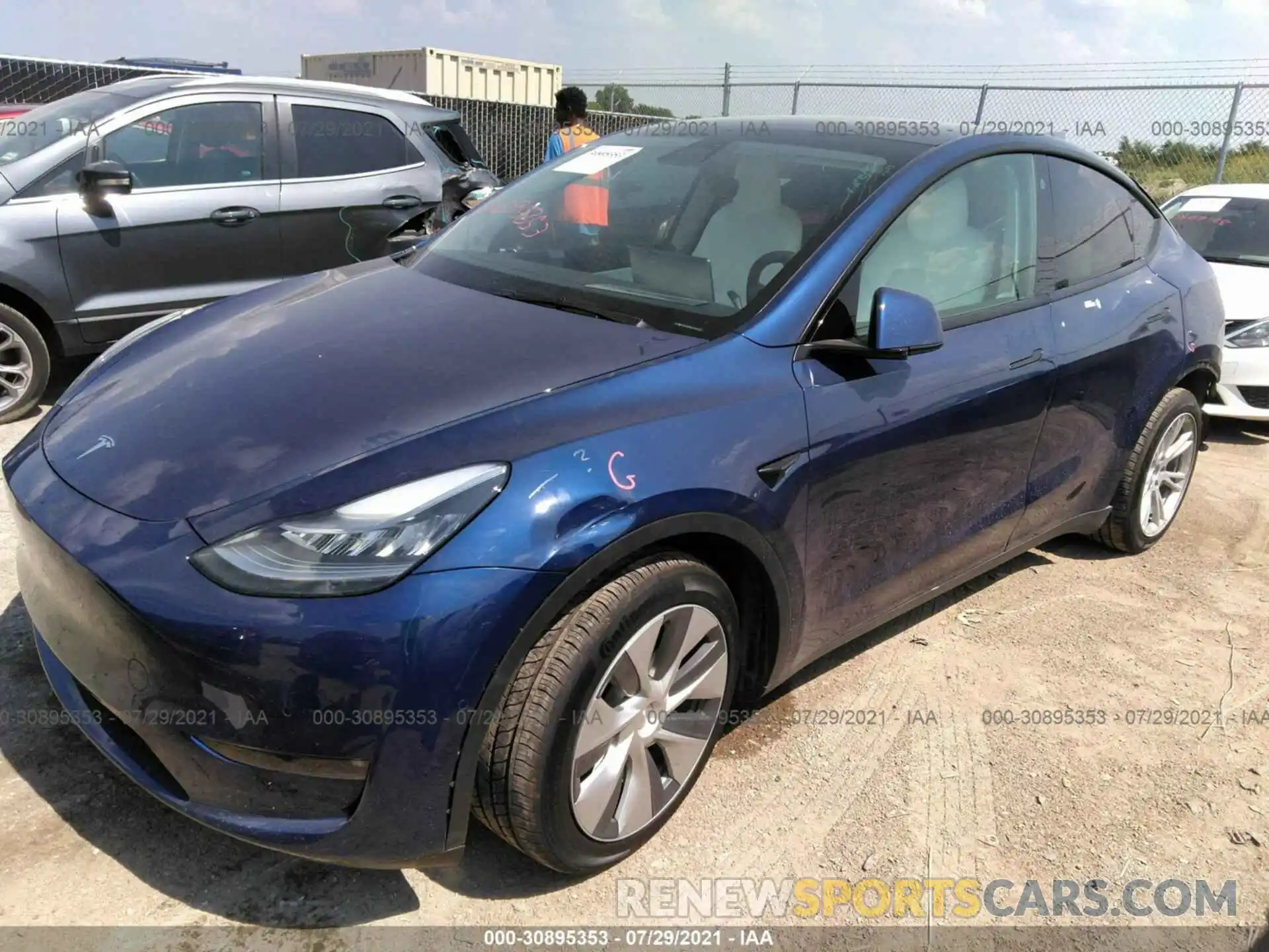 2 Фотография поврежденного автомобиля 5YJYGAEE7MF130762 TESLA MODEL Y 2021