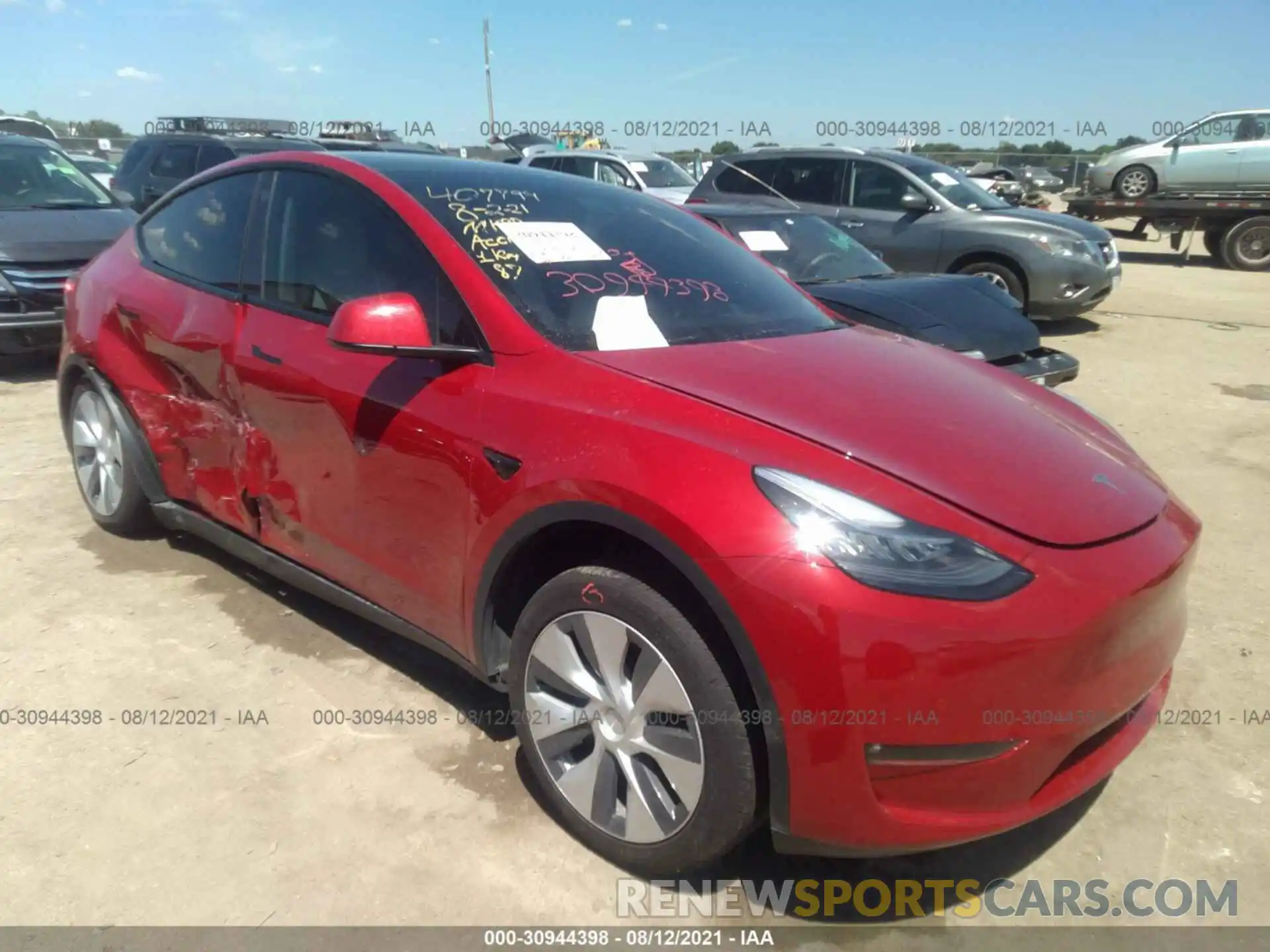 1 Фотография поврежденного автомобиля 5YJYGAEE7MF187267 TESLA MODEL Y 2021