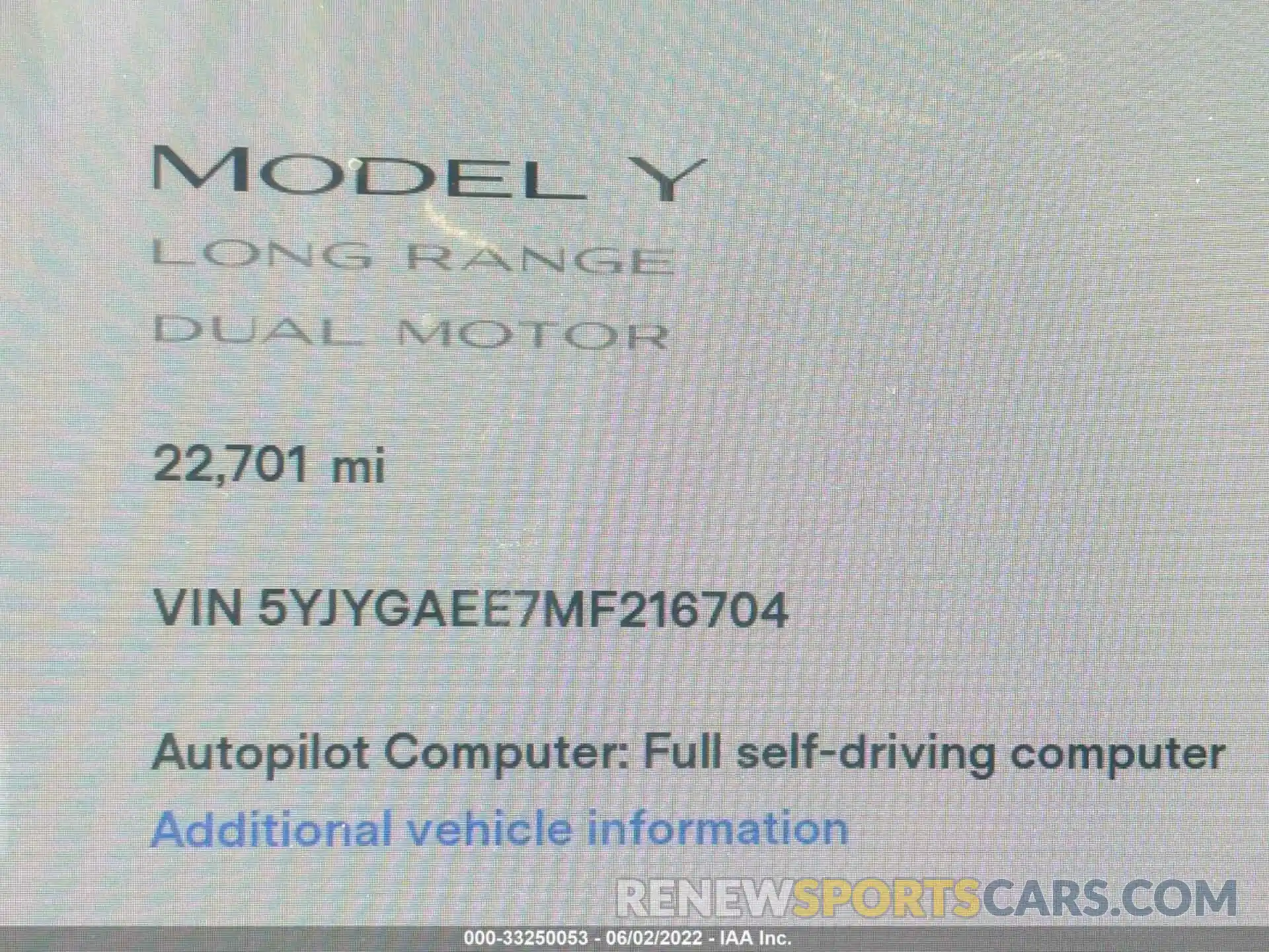 7 Фотография поврежденного автомобиля 5YJYGAEE7MF216704 TESLA MODEL Y 2021