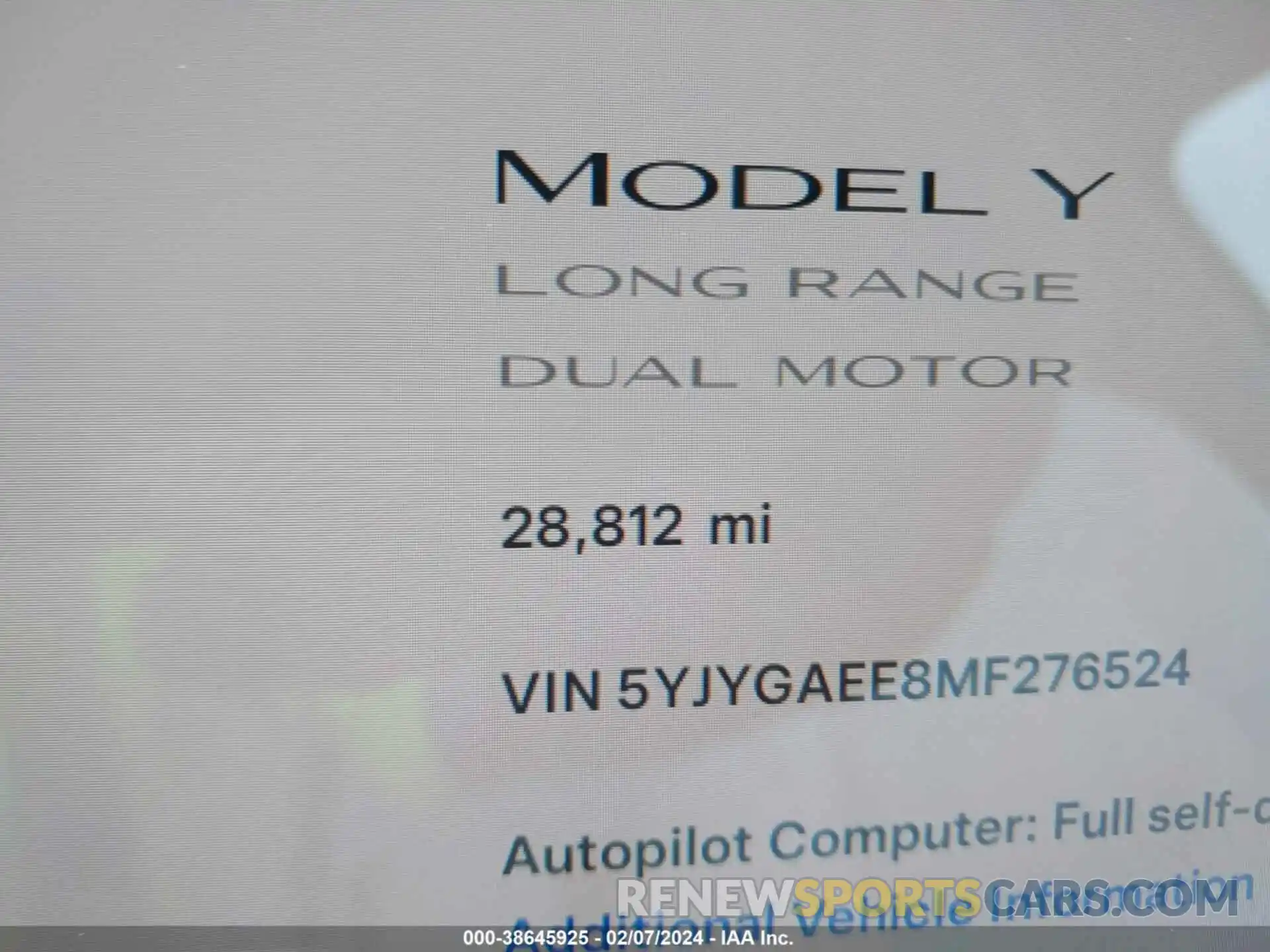 16 Фотография поврежденного автомобиля 5YJYGAEE8MF276524 TESLA MODEL Y 2021