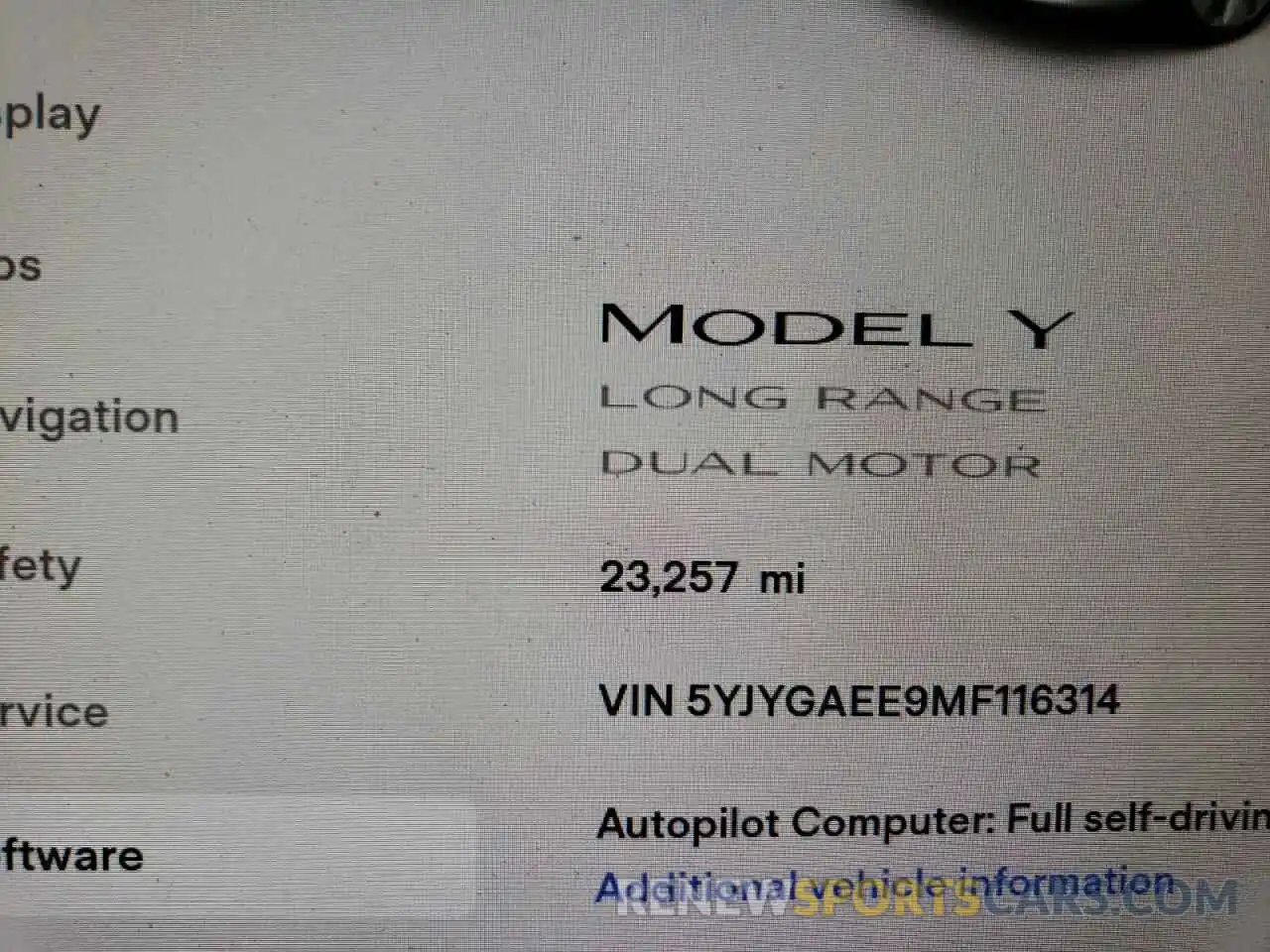 8 Photograph of a damaged car 5YJYGAEE9MF116314 TESLA MODEL Y 2021