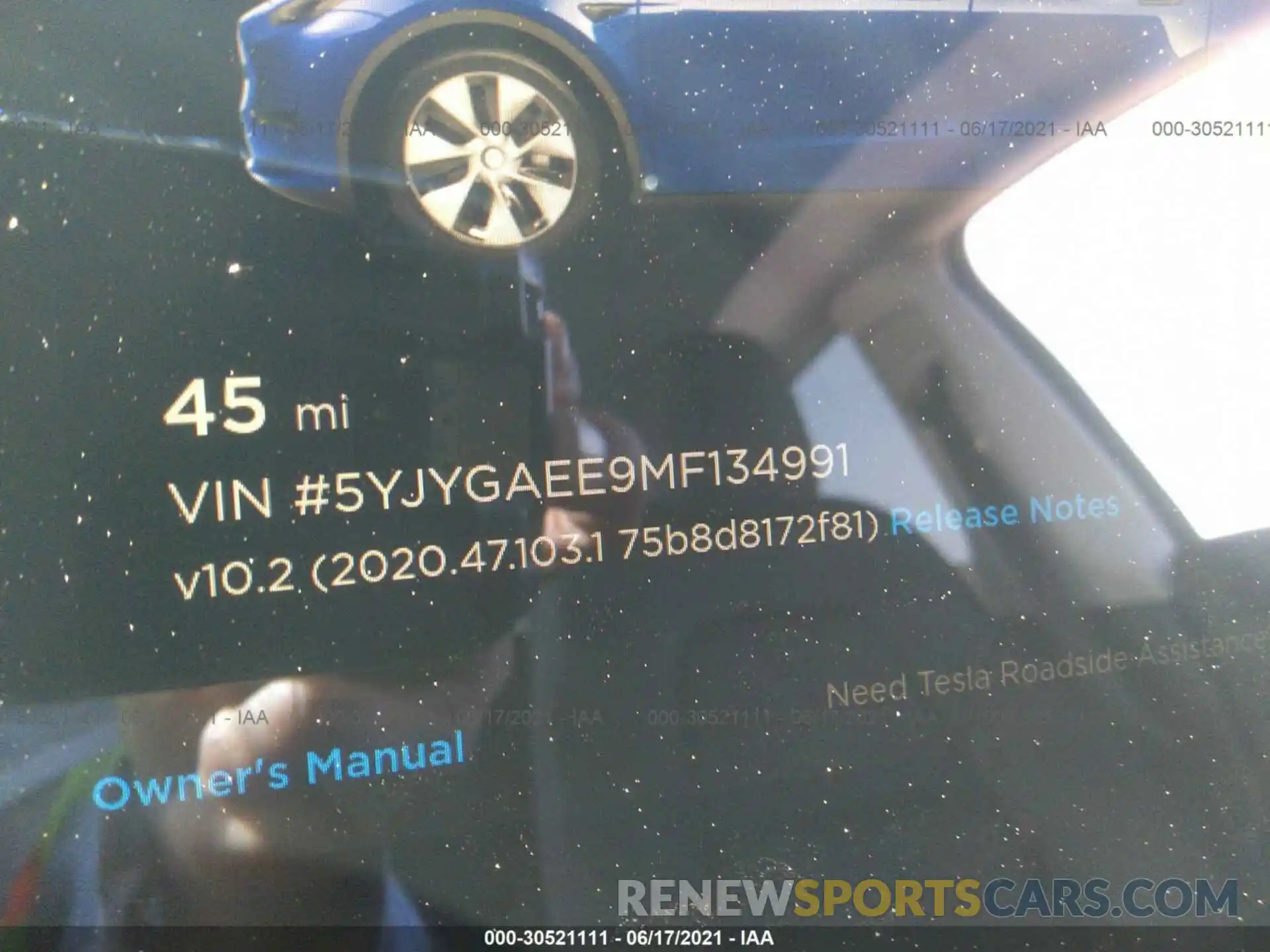 7 Photograph of a damaged car 5YJYGAEE9MF134991 TESLA MODEL Y 2021