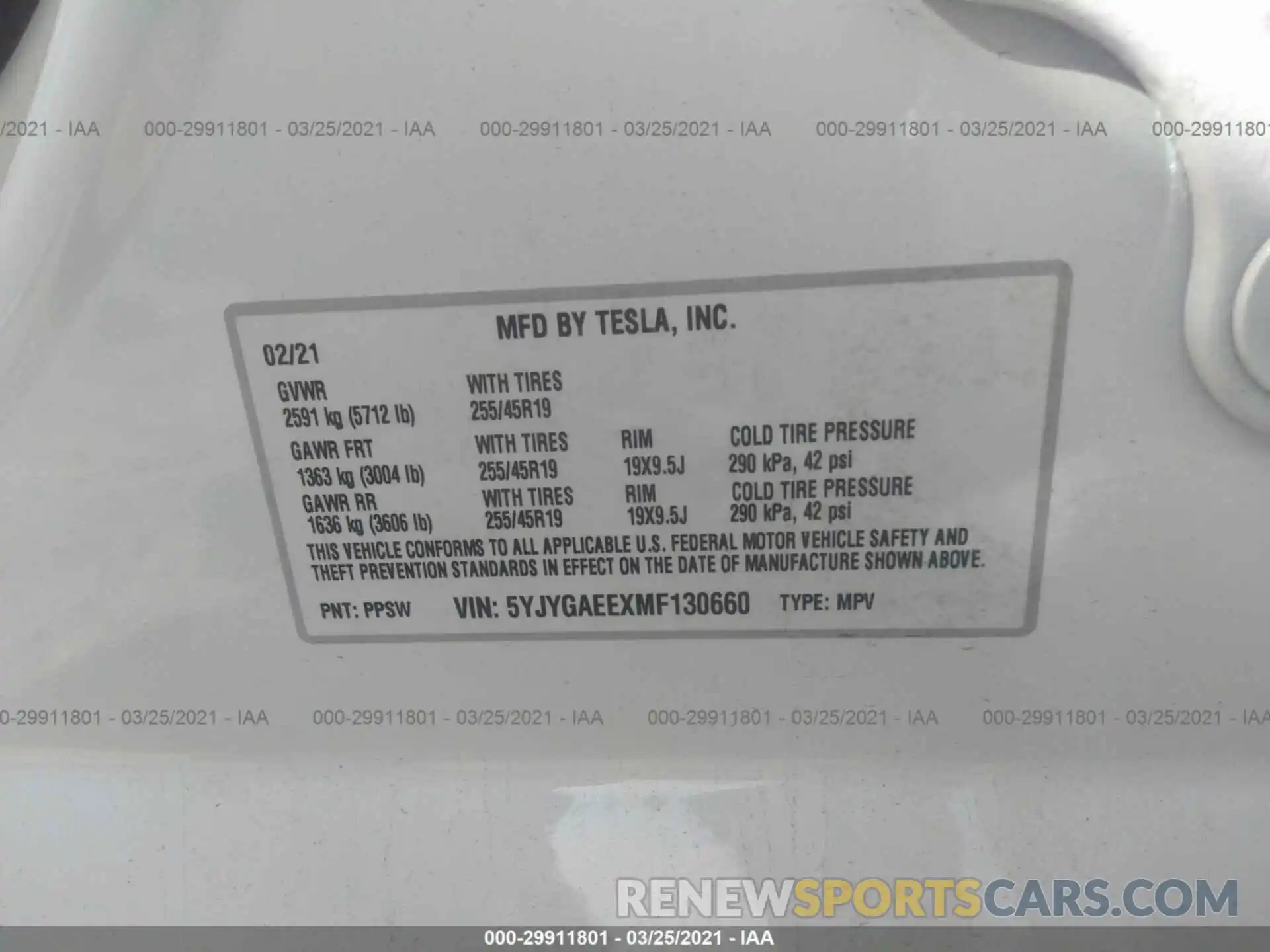 9 Photograph of a damaged car 5YJYGAEEXMF130660 TESLA MODEL Y 2021