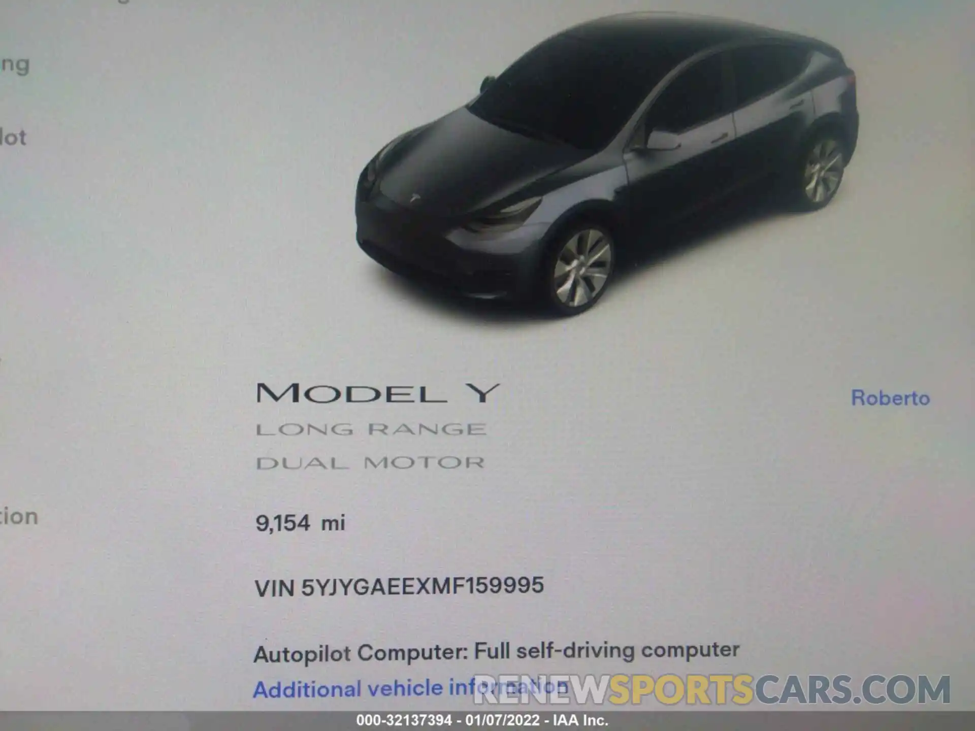 7 Фотография поврежденного автомобиля 5YJYGAEEXMF159995 TESLA MODEL Y 2021