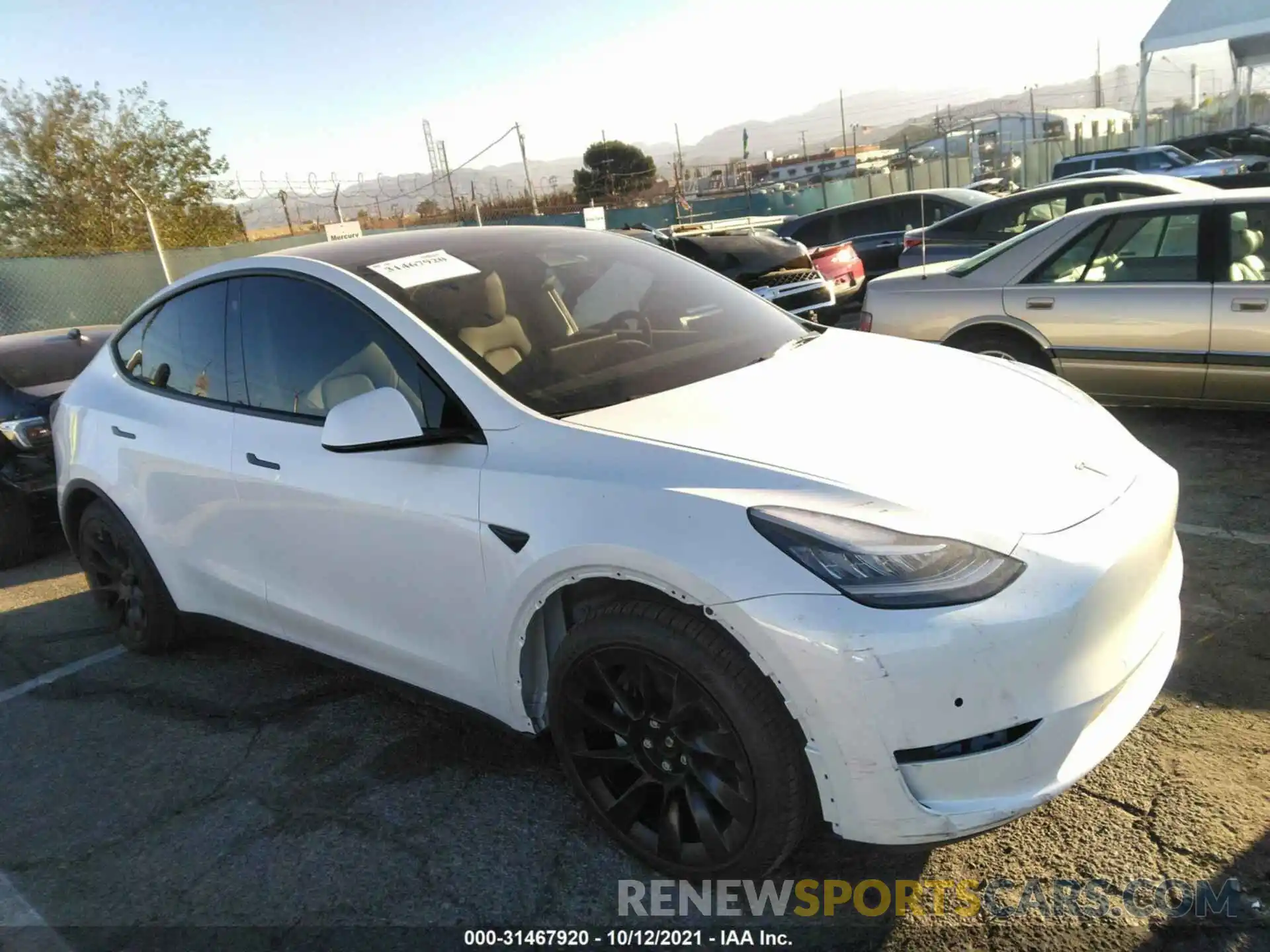 1 Фотография поврежденного автомобиля 5YJYGAEEXMF218477 TESLA MODEL Y 2021