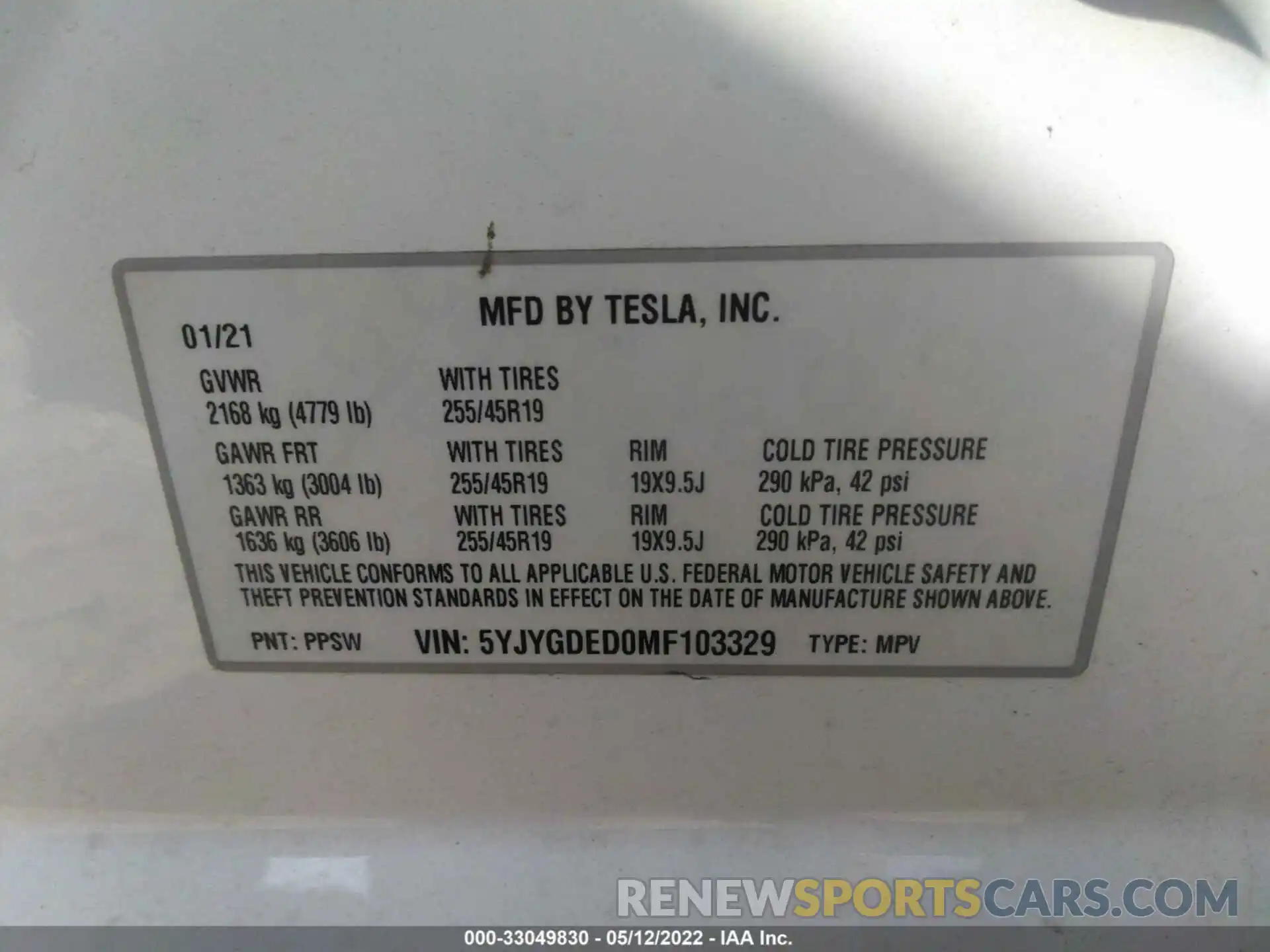 9 Photograph of a damaged car 5YJYGDED0MF103329 TESLA MODEL Y 2021