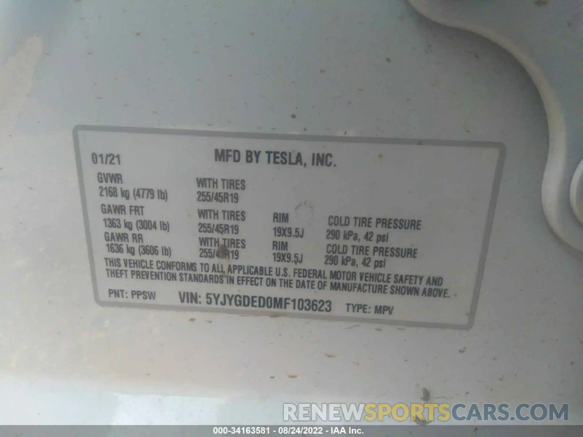 9 Photograph of a damaged car 5YJYGDED0MF103623 TESLA MODEL Y 2021