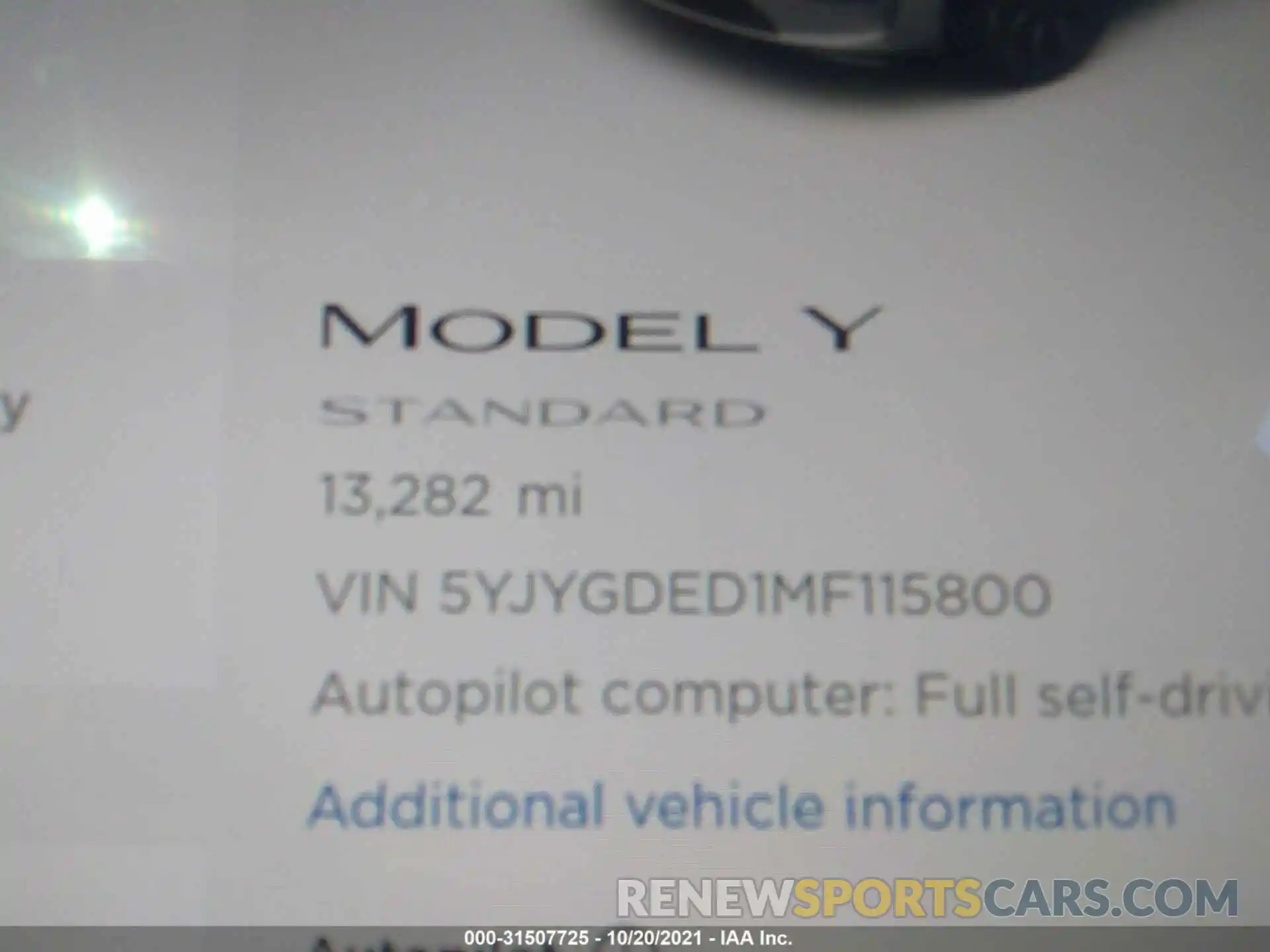 7 Фотография поврежденного автомобиля 5YJYGDED1MF115800 TESLA MODEL Y 2021