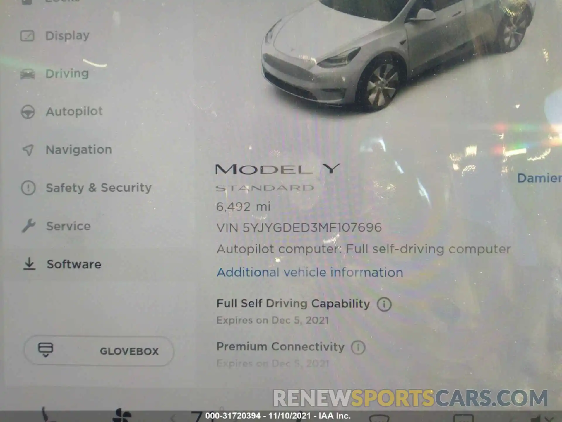 7 Фотография поврежденного автомобиля 5YJYGDED3MF107696 TESLA MODEL Y 2021