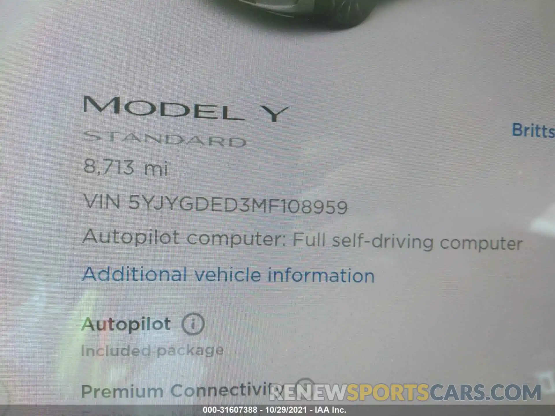 7 Photograph of a damaged car 5YJYGDED3MF108959 TESLA MODEL Y 2021