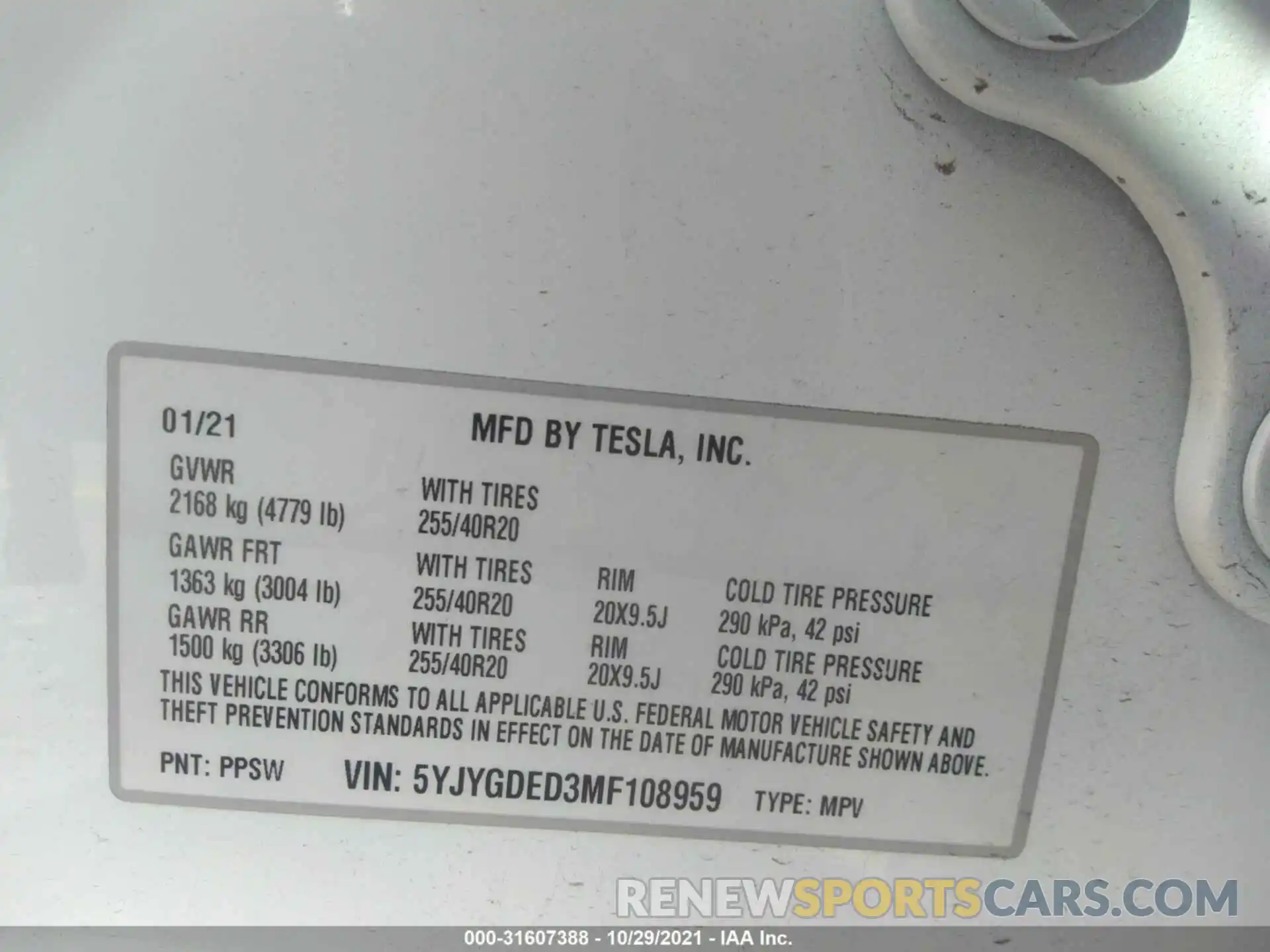 9 Photograph of a damaged car 5YJYGDED3MF108959 TESLA MODEL Y 2021