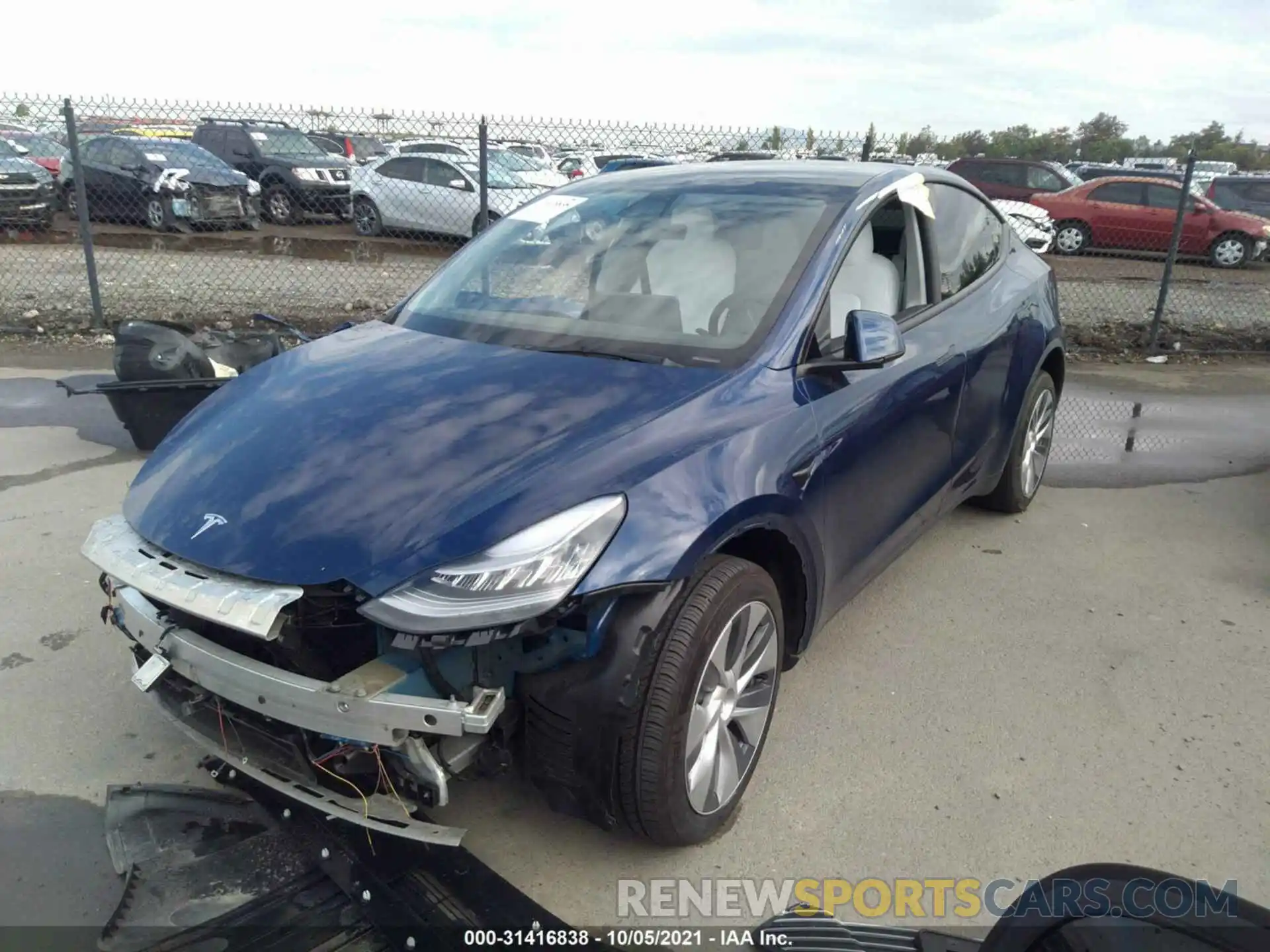 2 Photograph of a damaged car 5YJYGDED6MF132382 TESLA MODEL Y 2021