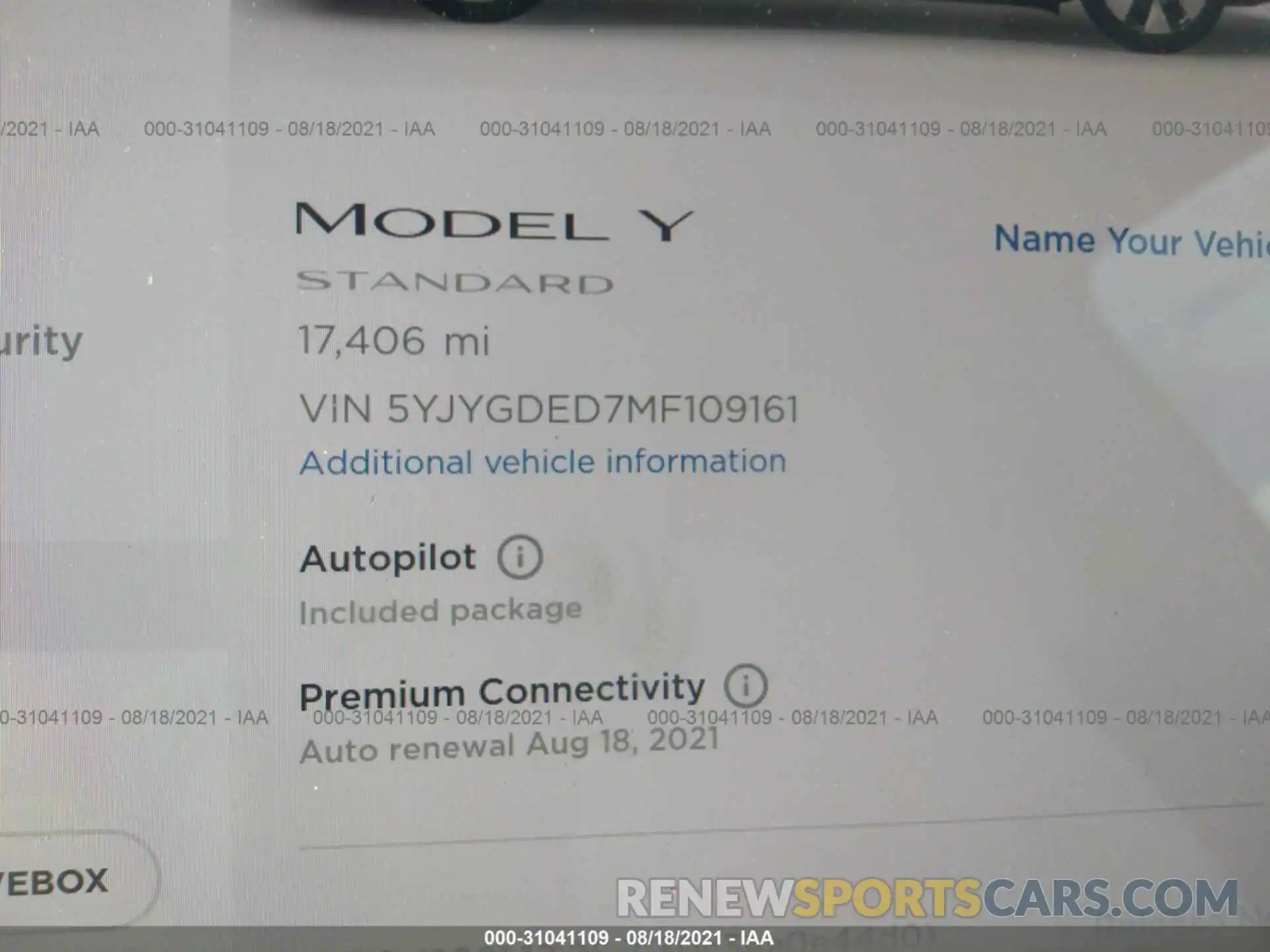 7 Фотография поврежденного автомобиля 5YJYGDED7MF109161 TESLA MODEL Y 2021