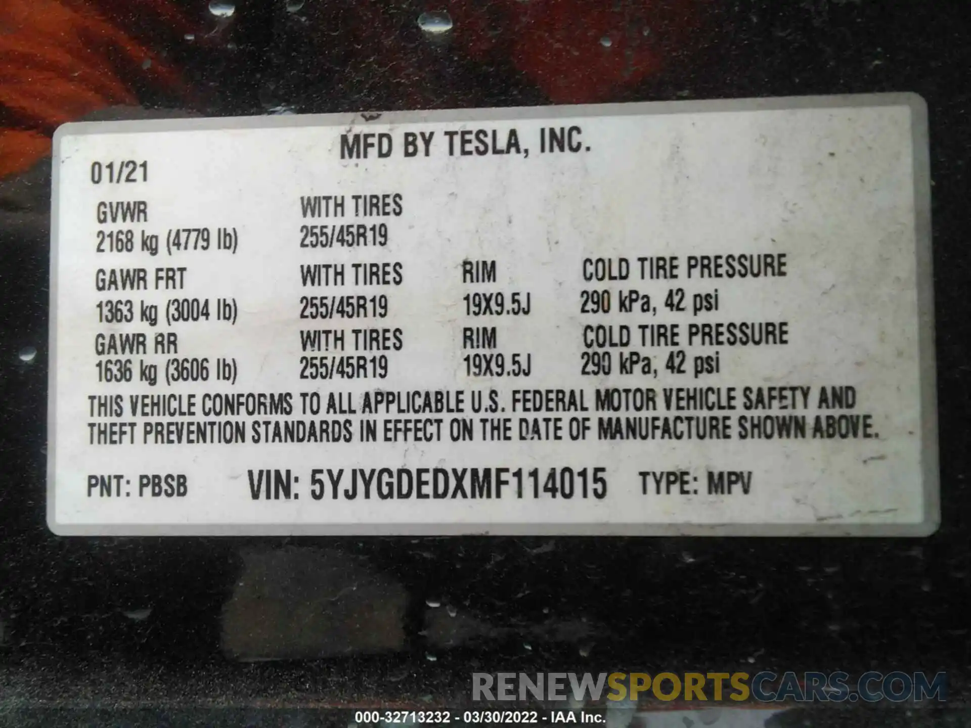 9 Photograph of a damaged car 5YJYGDEDXMF114015 TESLA MODEL Y 2021