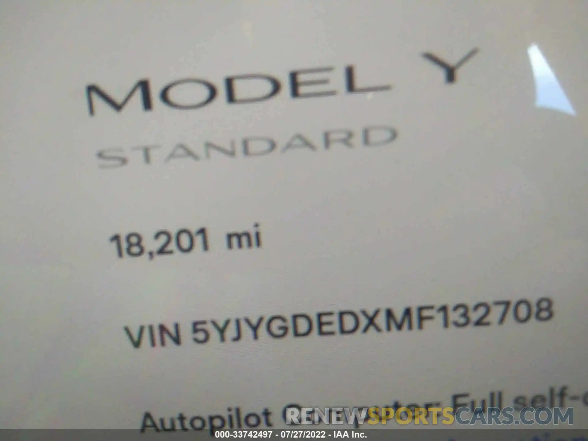 7 Photograph of a damaged car 5YJYGDEDXMF132708 TESLA MODEL Y 2021