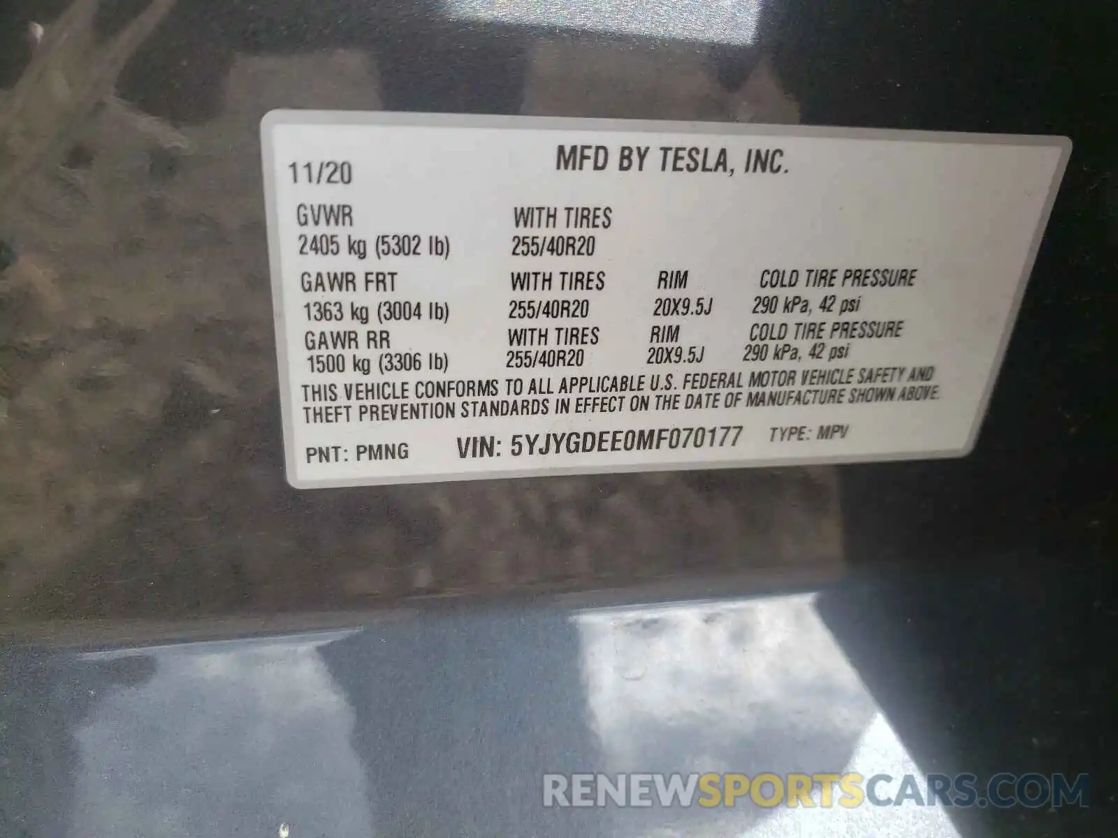 10 Photograph of a damaged car 5YJYGDEE0MF070177 TESLA MODEL Y 2021