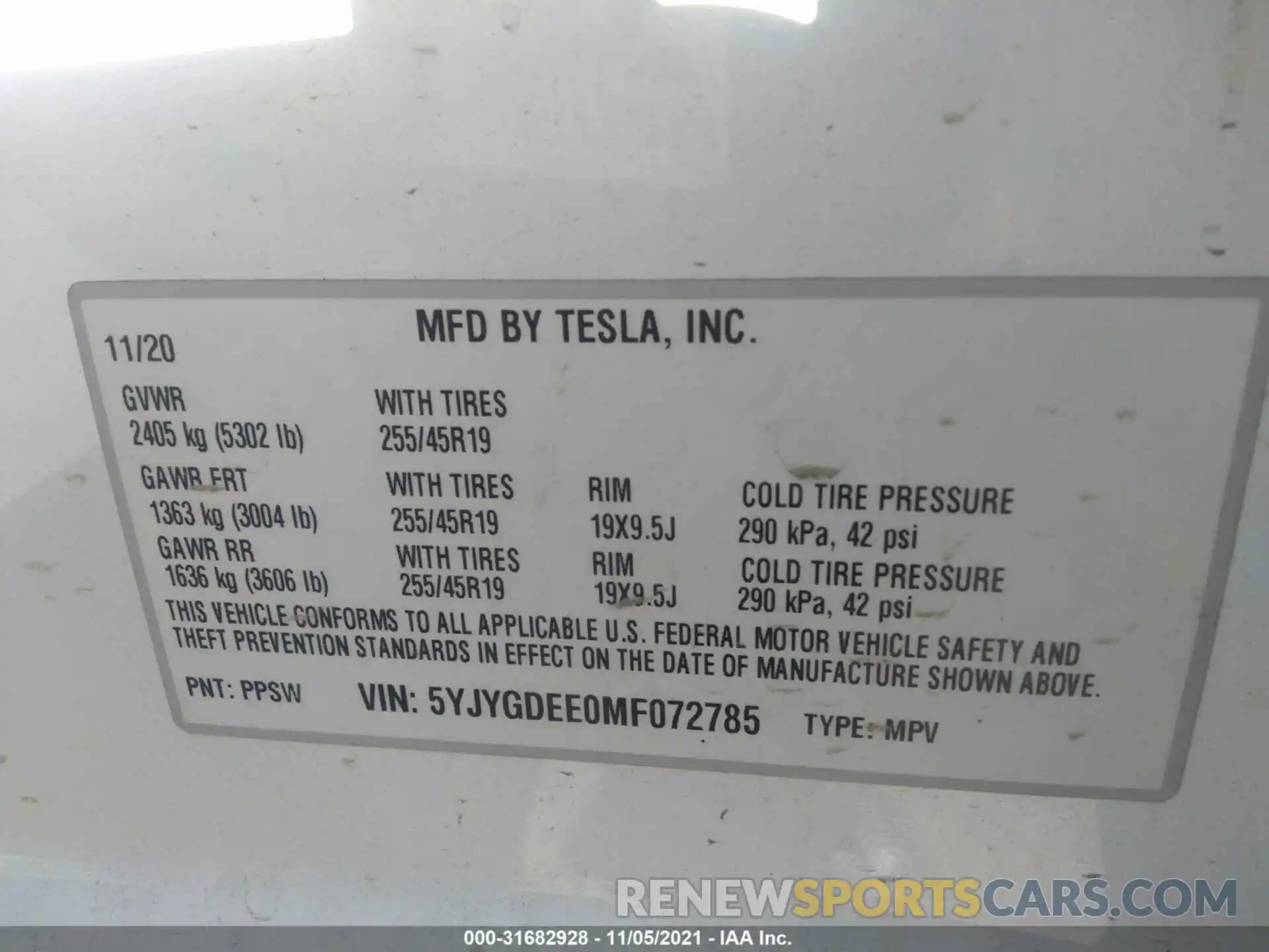 9 Фотография поврежденного автомобиля 5YJYGDEE0MF072785 TESLA MODEL Y 2021