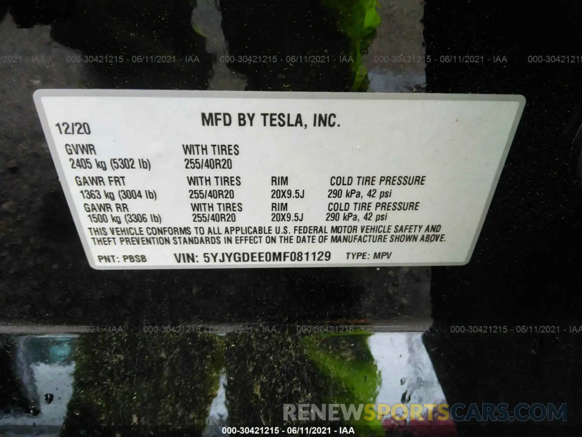 9 Фотография поврежденного автомобиля 5YJYGDEE0MF081129 TESLA MODEL Y 2021