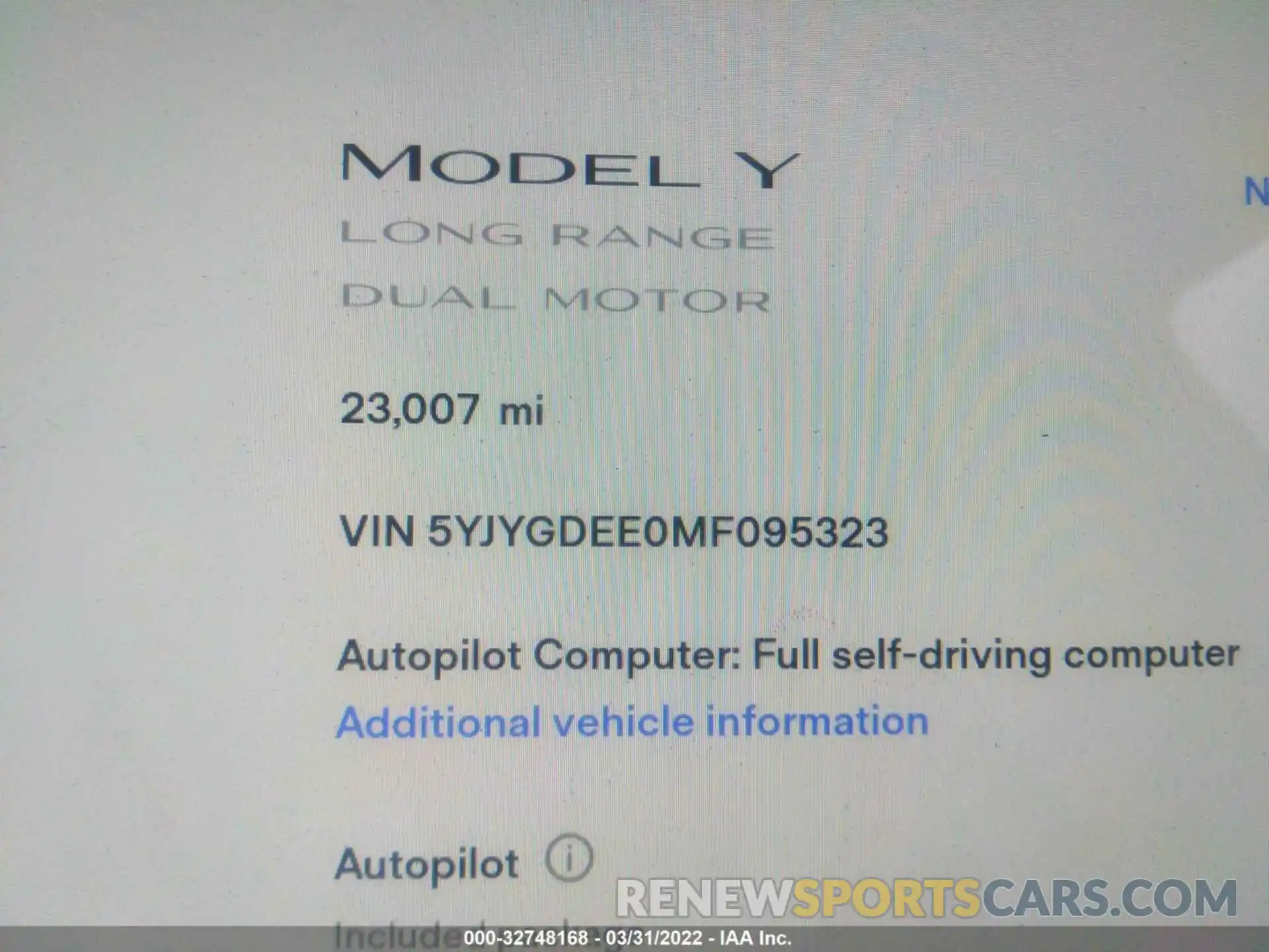 7 Photograph of a damaged car 5YJYGDEE0MF095323 TESLA MODEL Y 2021