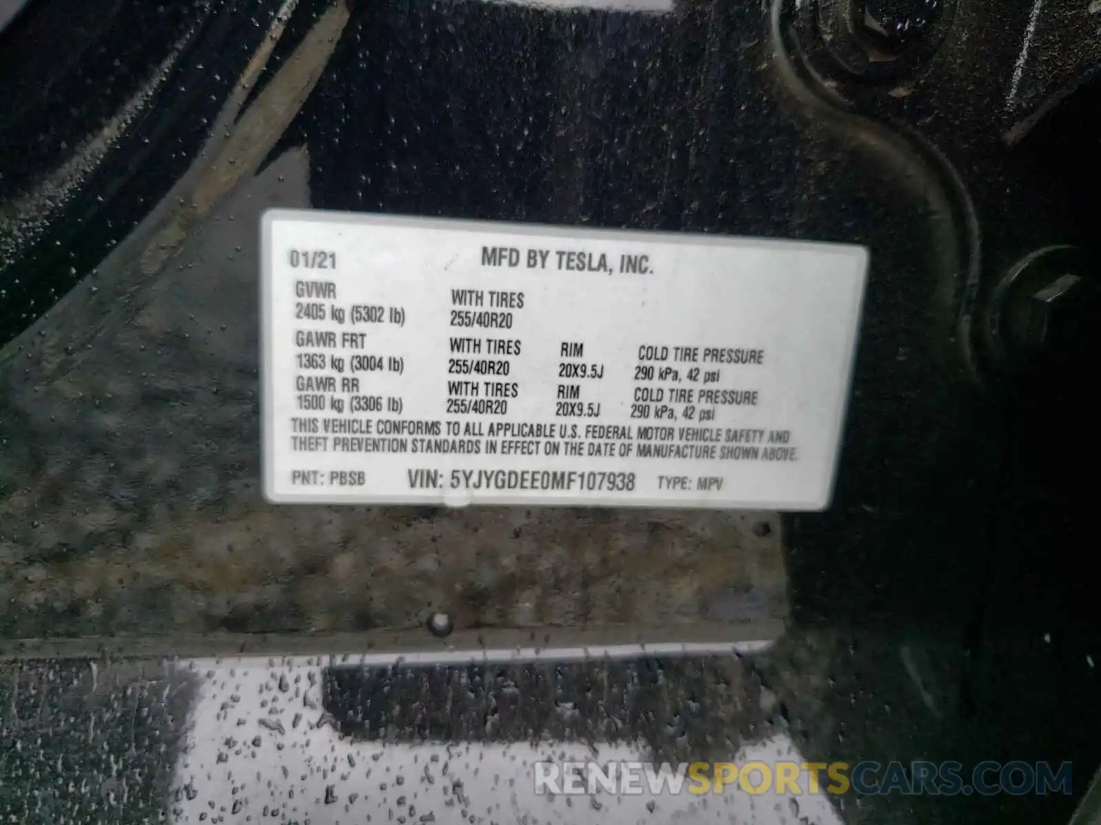 10 Photograph of a damaged car 5YJYGDEE0MF107938 TESLA MODEL Y 2021