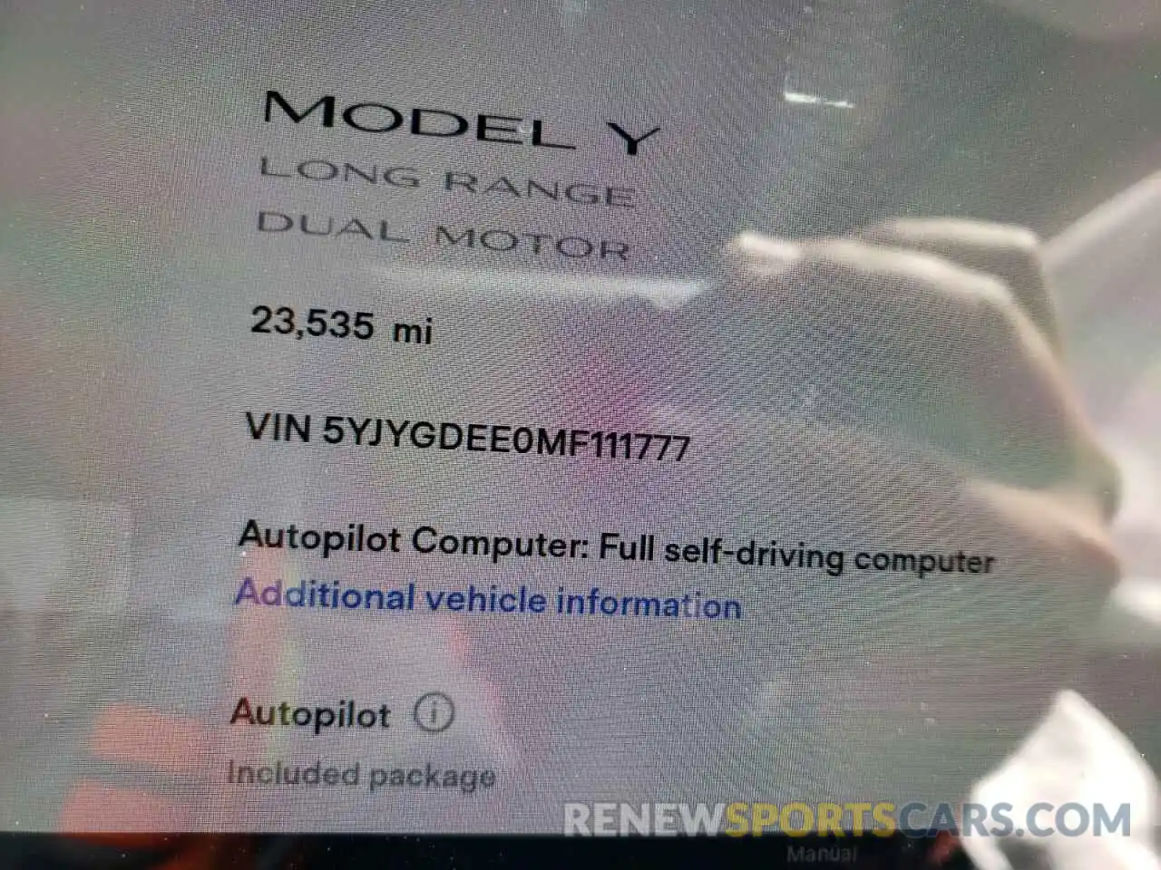 8 Photograph of a damaged car 5YJYGDEE0MF111777 TESLA MODEL Y 2021