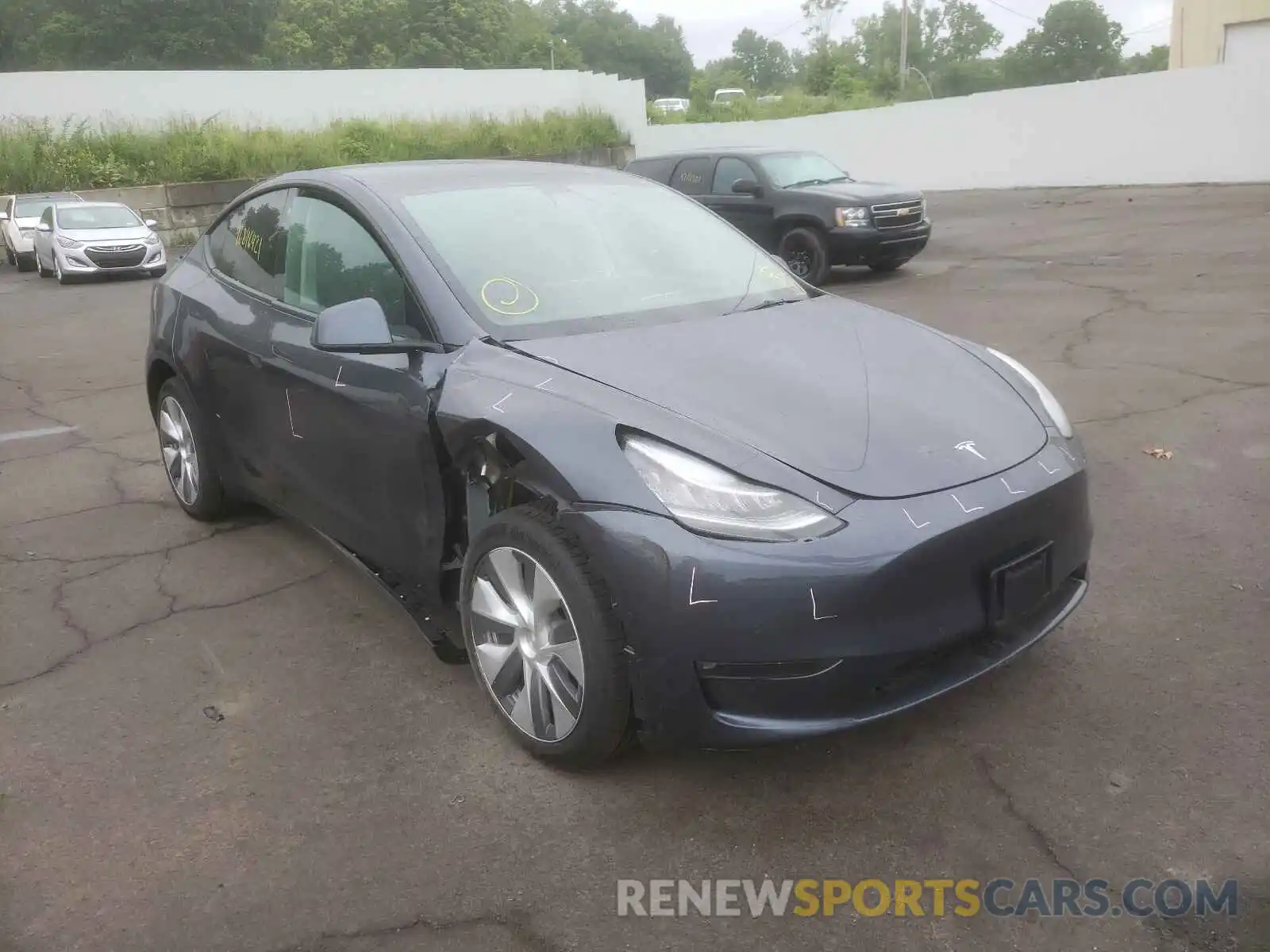 1 Photograph of a damaged car 5YJYGDEE0MF144634 TESLA MODEL Y 2021