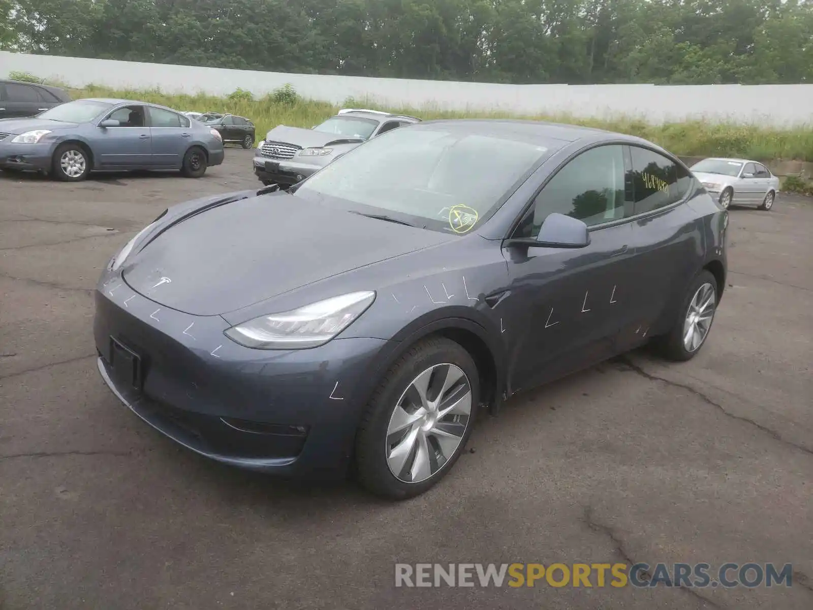 2 Photograph of a damaged car 5YJYGDEE0MF144634 TESLA MODEL Y 2021