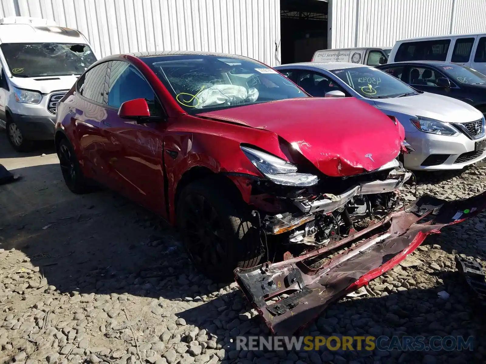 1 Photograph of a damaged car 5YJYGDEE0MF152961 TESLA MODEL Y 2021