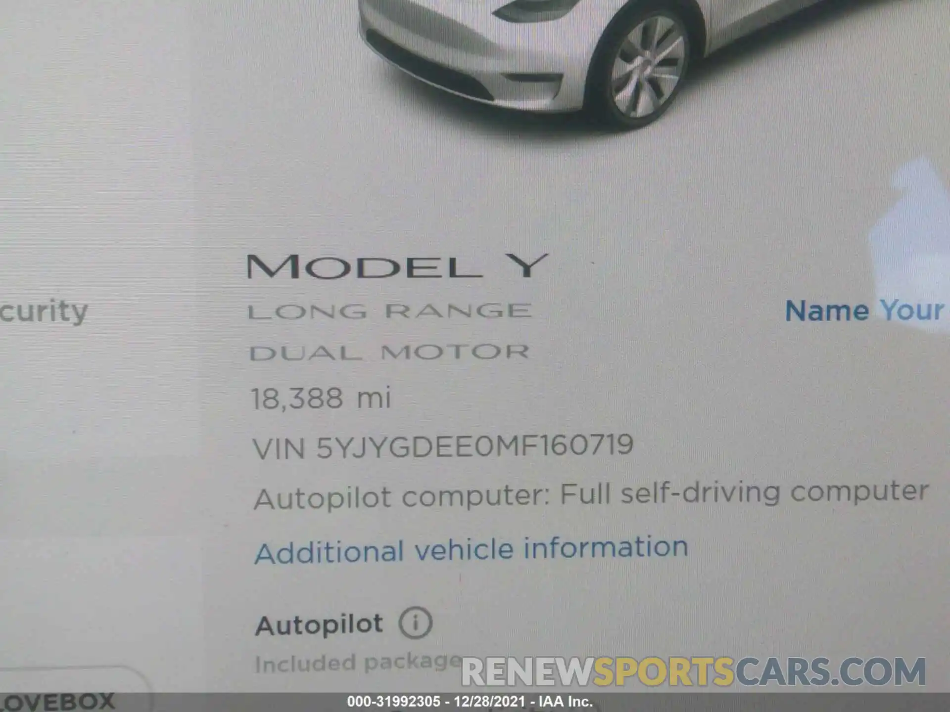 7 Photograph of a damaged car 5YJYGDEE0MF160719 TESLA MODEL Y 2021