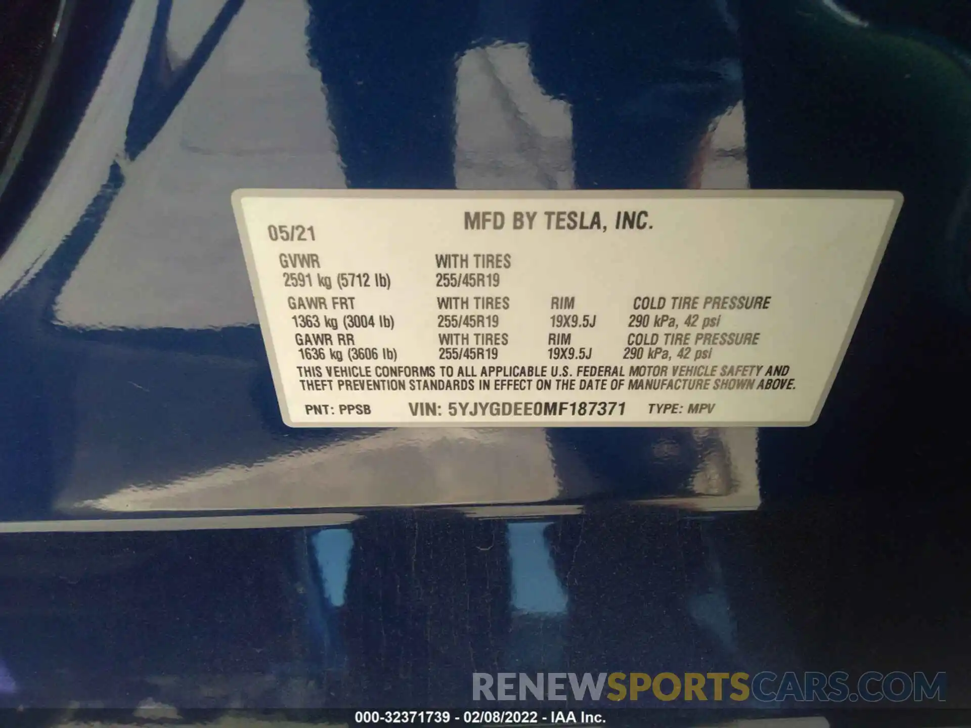 9 Photograph of a damaged car 5YJYGDEE0MF187371 TESLA MODEL Y 2021