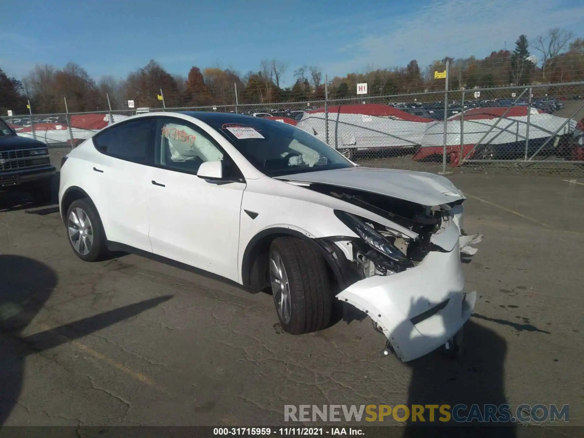 1 Photograph of a damaged car 5YJYGDEE0MF191422 TESLA MODEL Y 2021