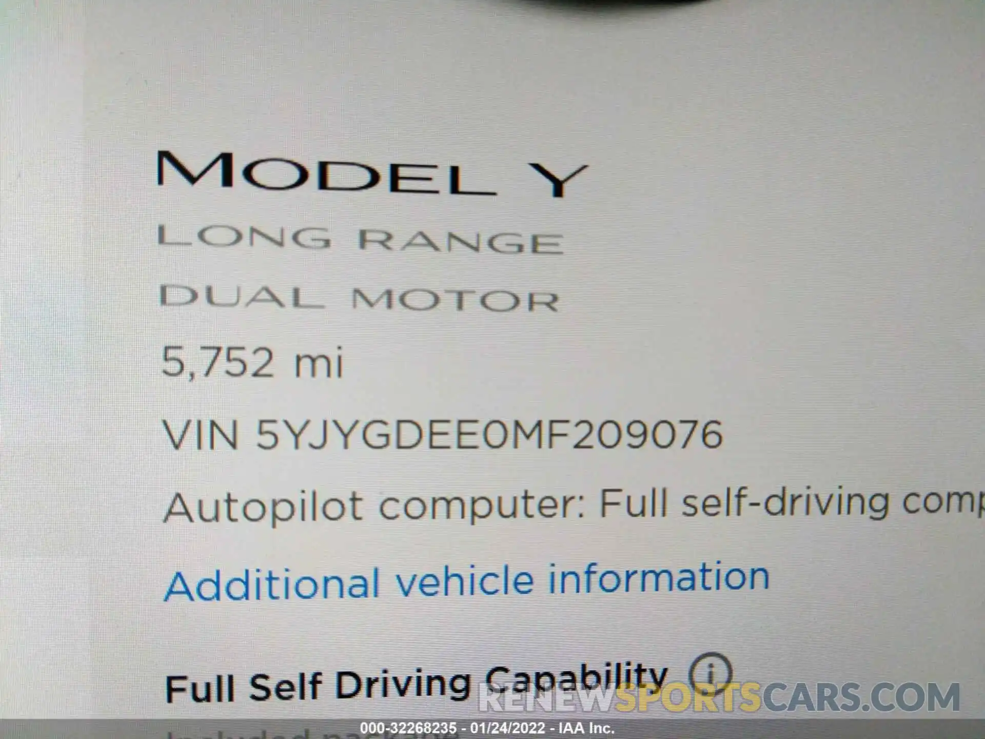 7 Фотография поврежденного автомобиля 5YJYGDEE0MF209076 TESLA MODEL Y 2021