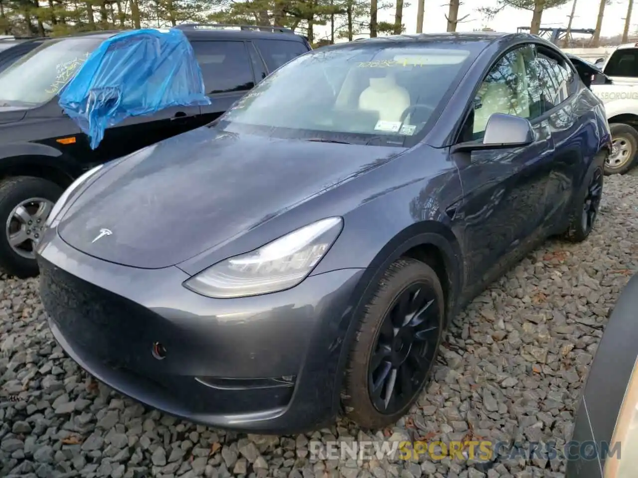 2 Photograph of a damaged car 5YJYGDEE0MF210504 TESLA MODEL Y 2021