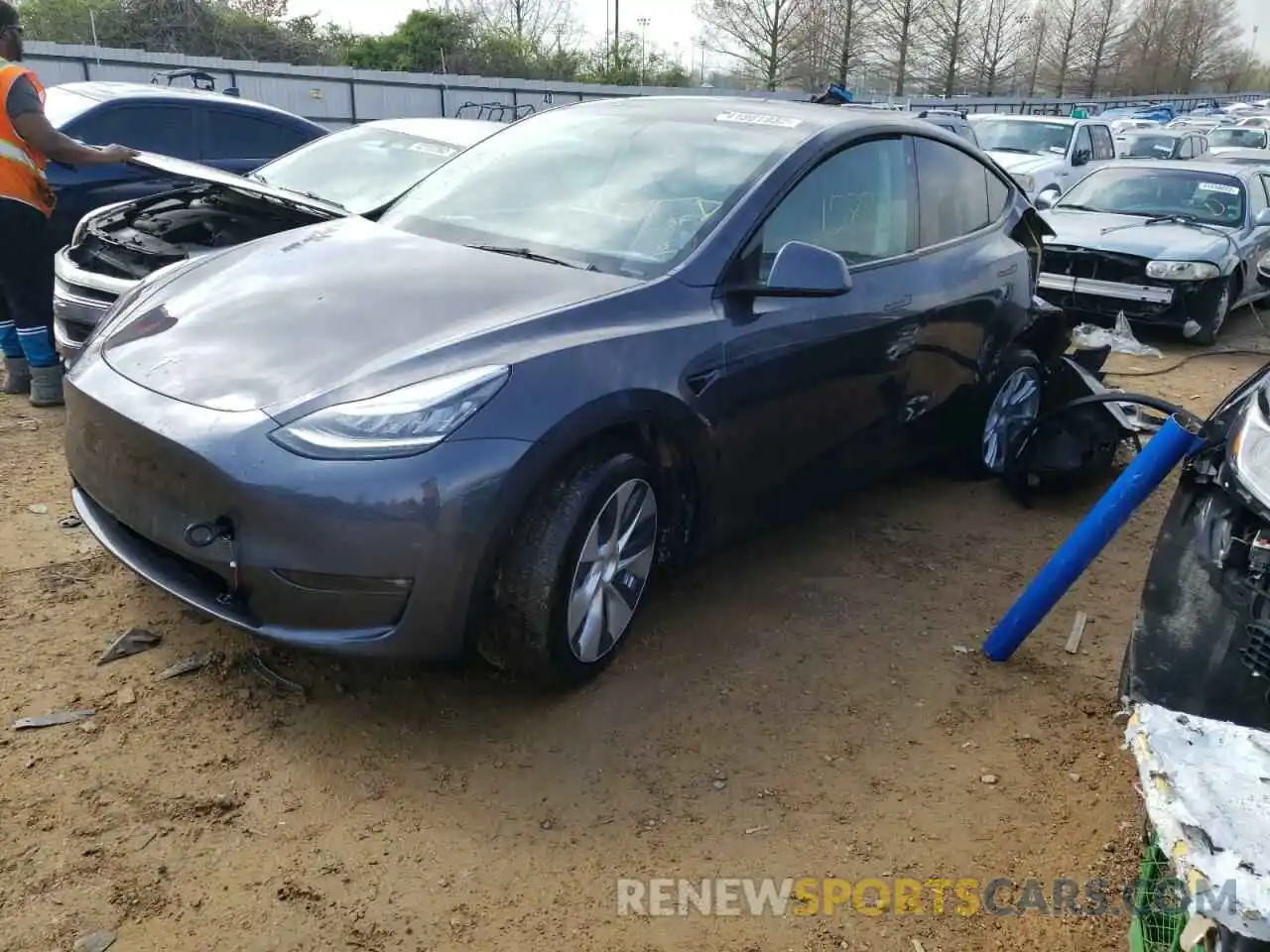 2 Photograph of a damaged car 5YJYGDEE0MF225214 TESLA MODEL Y 2021