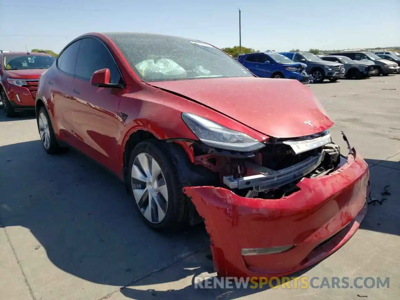 1 Photograph of a damaged car 5YJYGDEE0MF229392 TESLA MODEL Y 2021