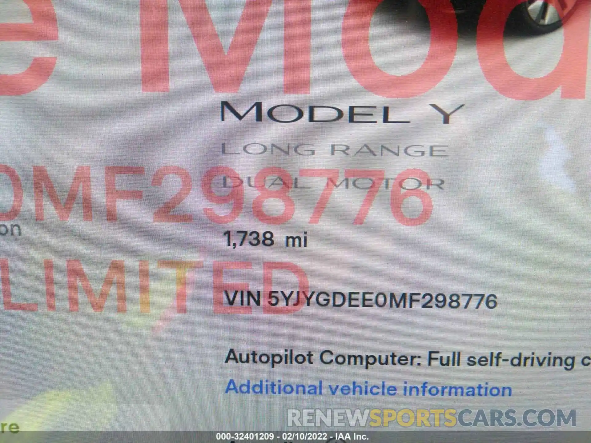 7 Фотография поврежденного автомобиля 5YJYGDEE0MF298776 TESLA MODEL Y 2021