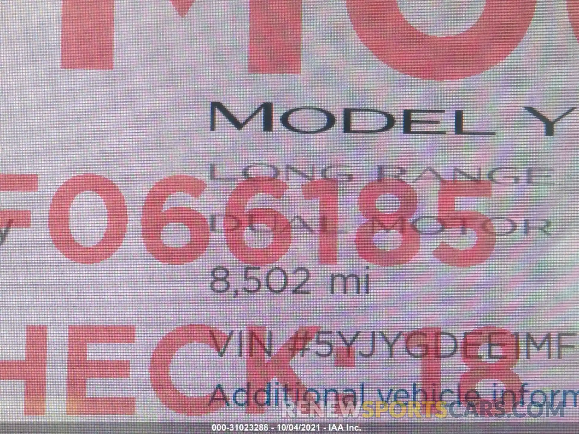 7 Фотография поврежденного автомобиля 5YJYGDEE1MF066185 TESLA MODEL Y 2021