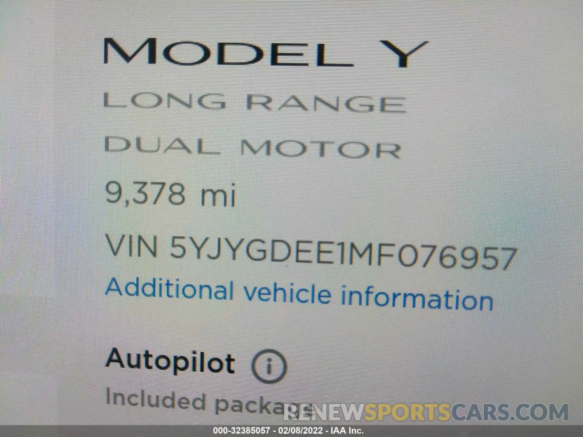 7 Фотография поврежденного автомобиля 5YJYGDEE1MF076957 TESLA MODEL Y 2021