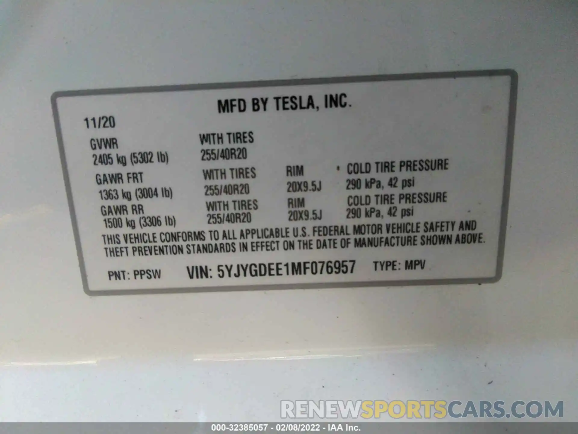 9 Фотография поврежденного автомобиля 5YJYGDEE1MF076957 TESLA MODEL Y 2021