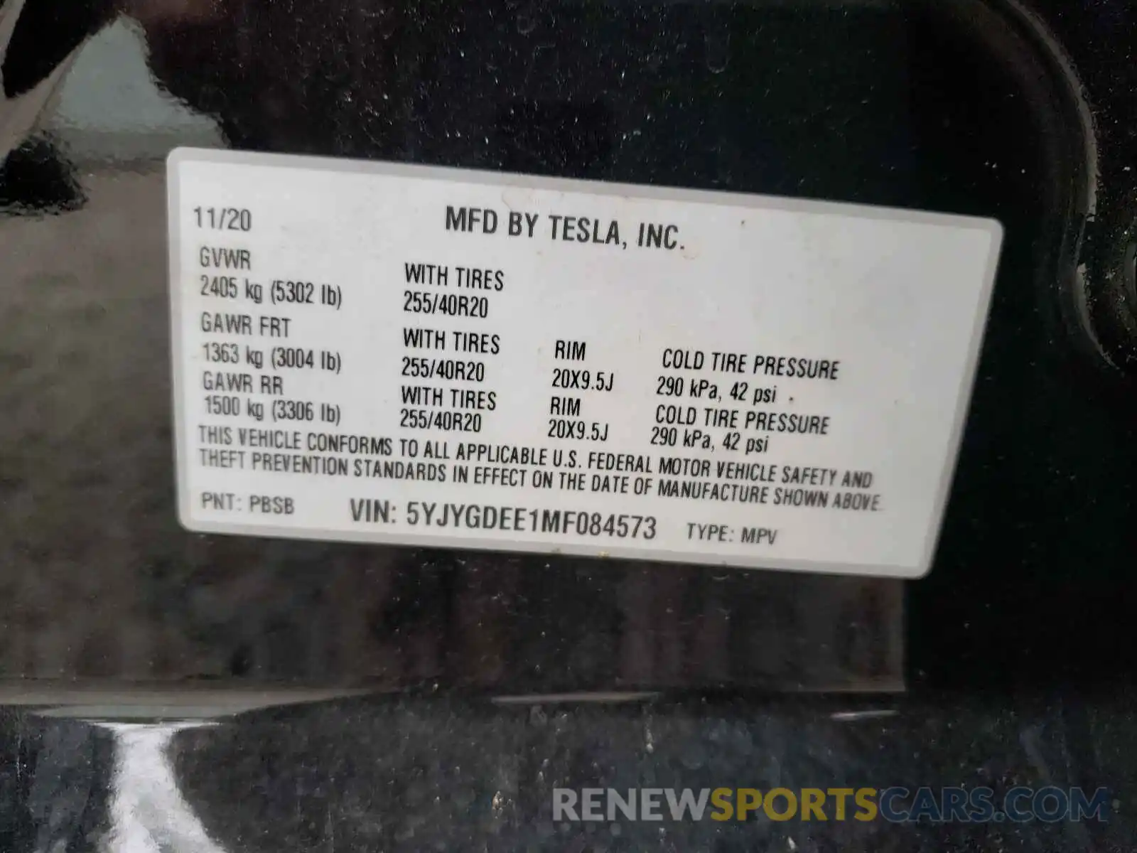 10 Фотография поврежденного автомобиля 5YJYGDEE1MF084573 TESLA MODEL Y 2021