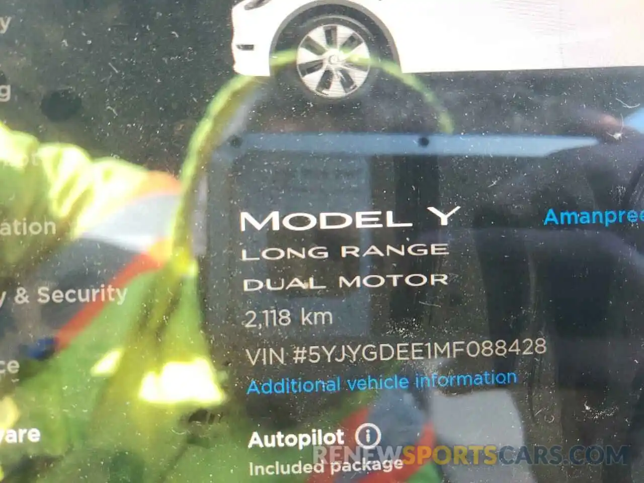 8 Photograph of a damaged car 5YJYGDEE1MF088428 TESLA MODEL Y 2021