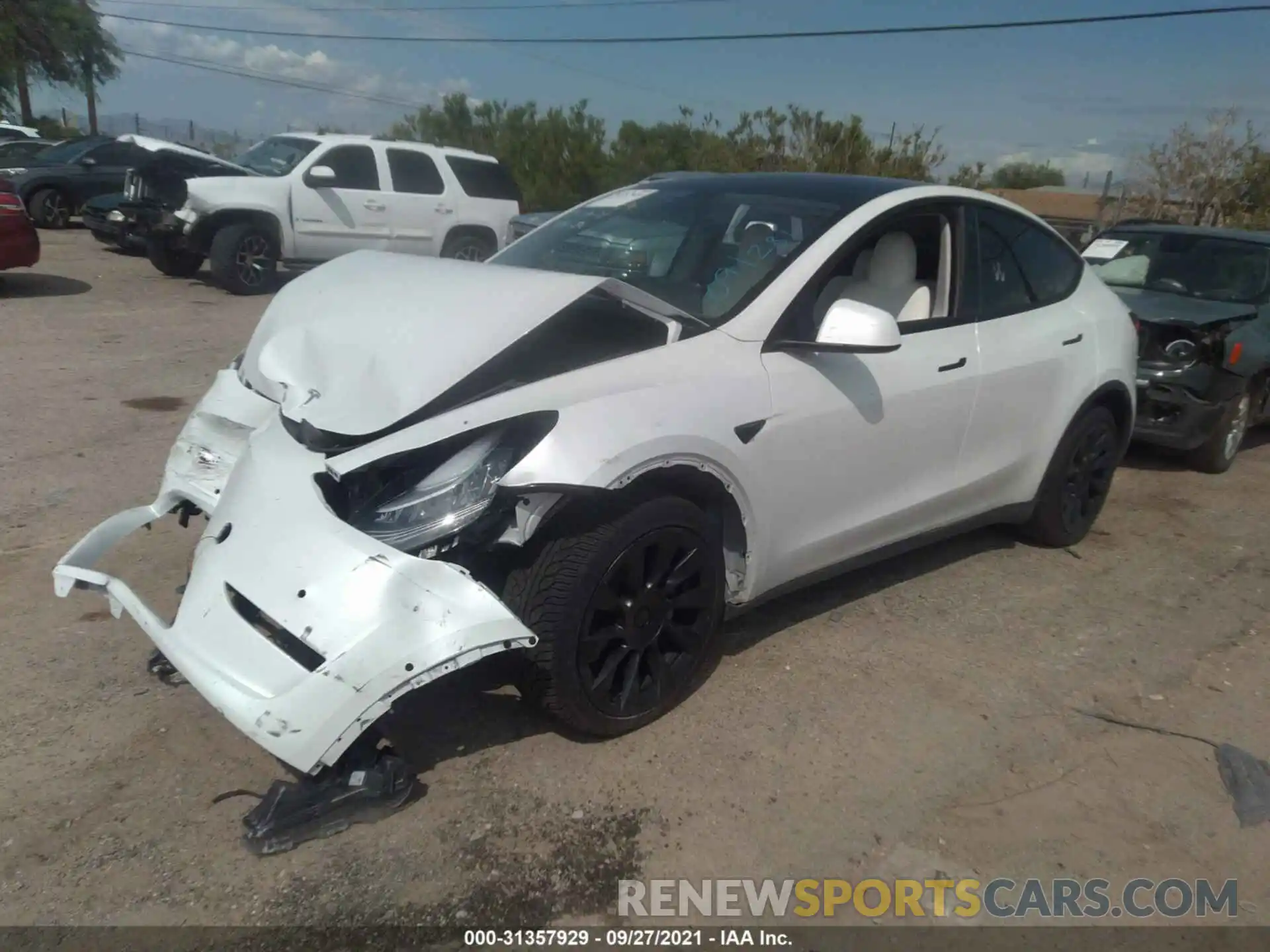 2 Photograph of a damaged car 5YJYGDEE1MF091281 TESLA MODEL Y 2021