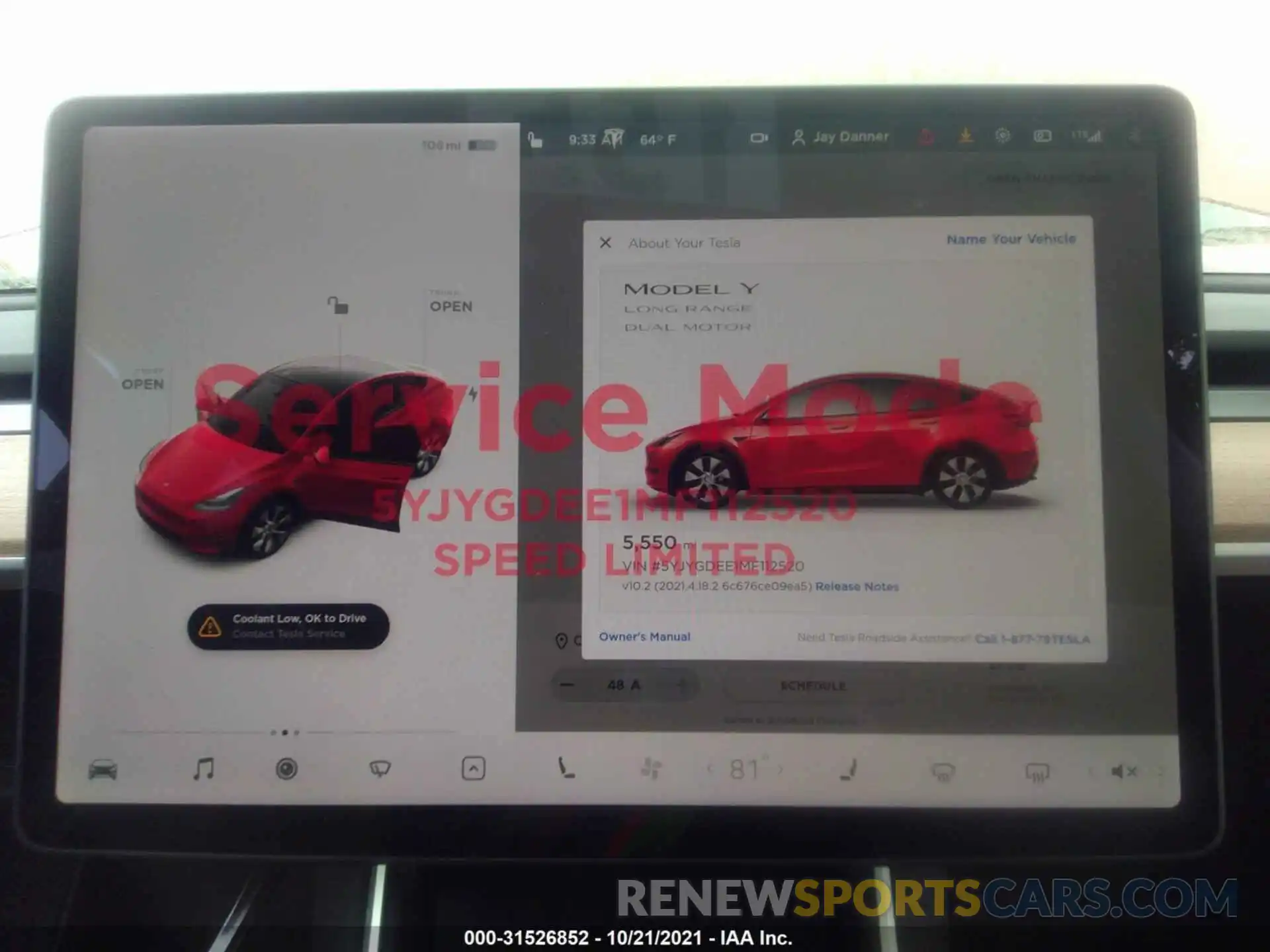 7 Photograph of a damaged car 5YJYGDEE1MF112520 TESLA MODEL Y 2021