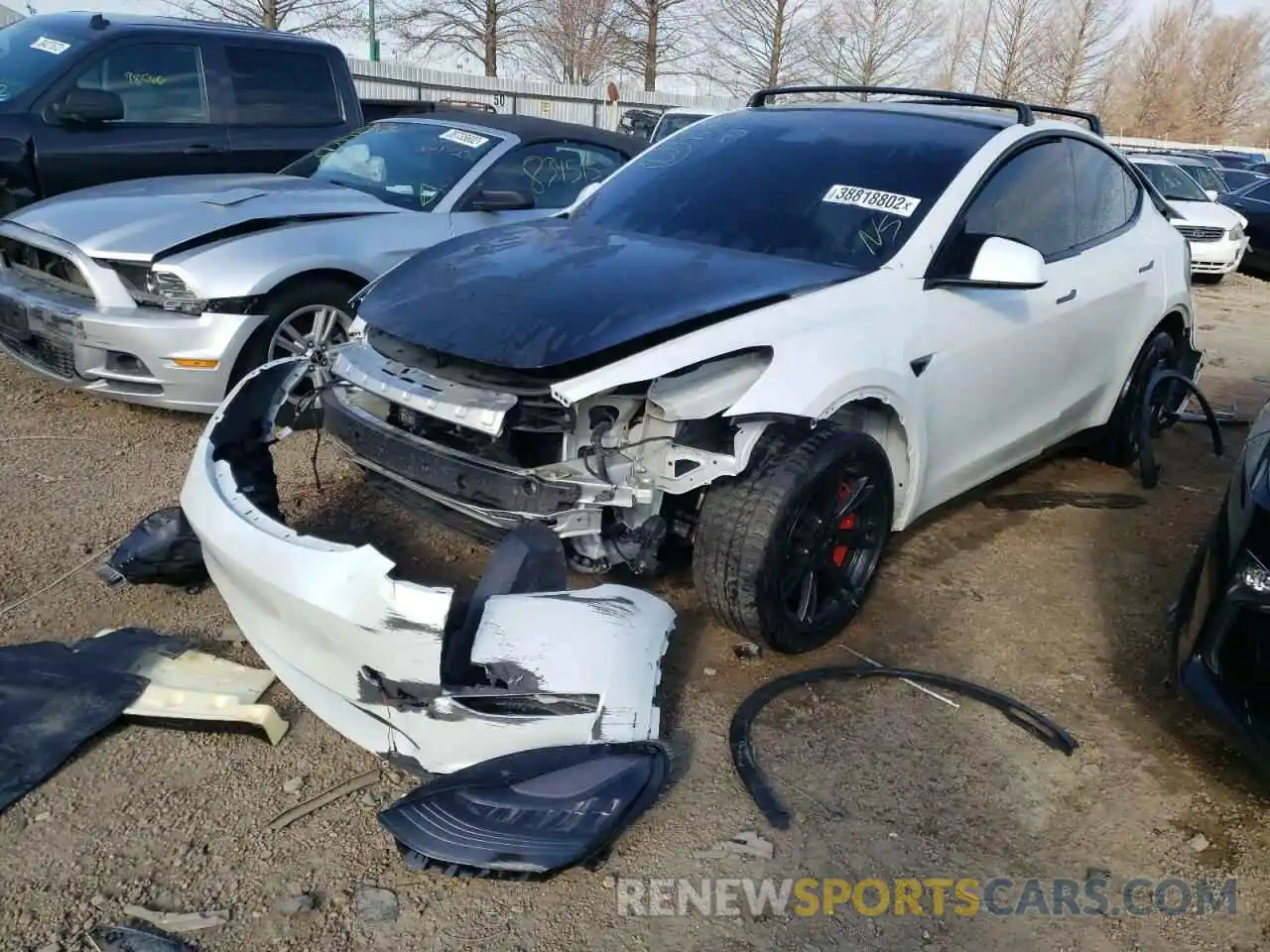 2 Photograph of a damaged car 5YJYGDEE1MF145016 TESLA MODEL Y 2021