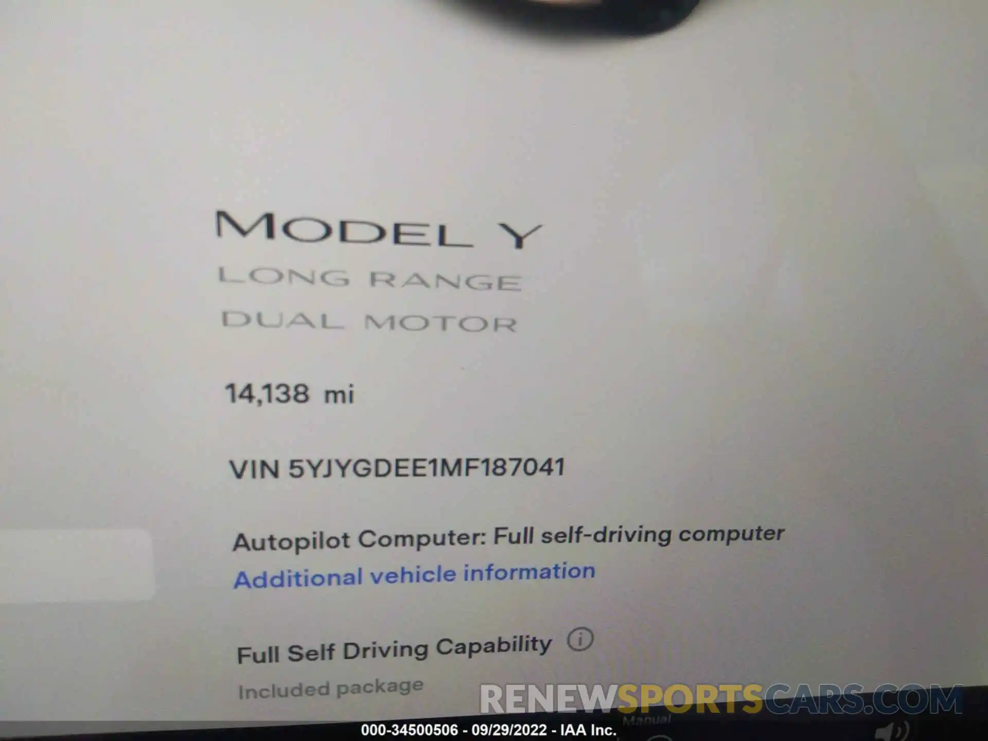 7 Фотография поврежденного автомобиля 5YJYGDEE1MF187041 TESLA MODEL Y 2021