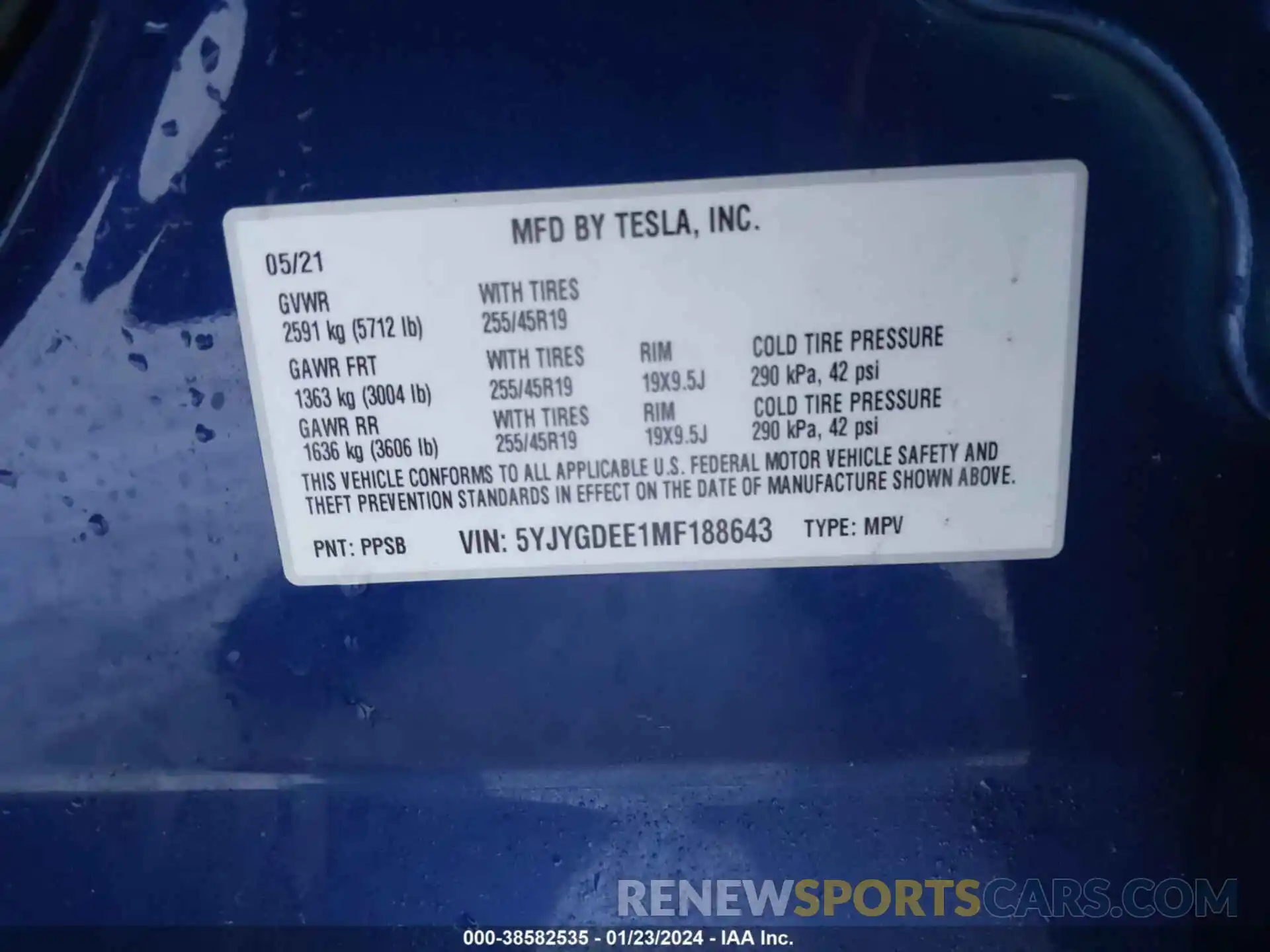 9 Photograph of a damaged car 5YJYGDEE1MF188643 TESLA MODEL Y 2021