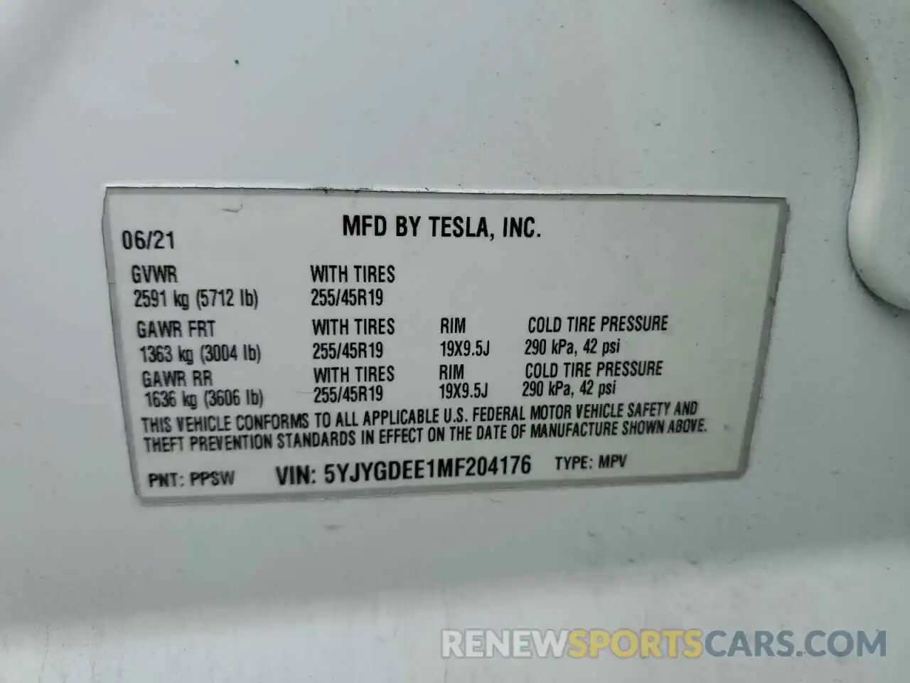 12 Фотография поврежденного автомобиля 5YJYGDEE1MF204176 TESLA MODEL Y 2021