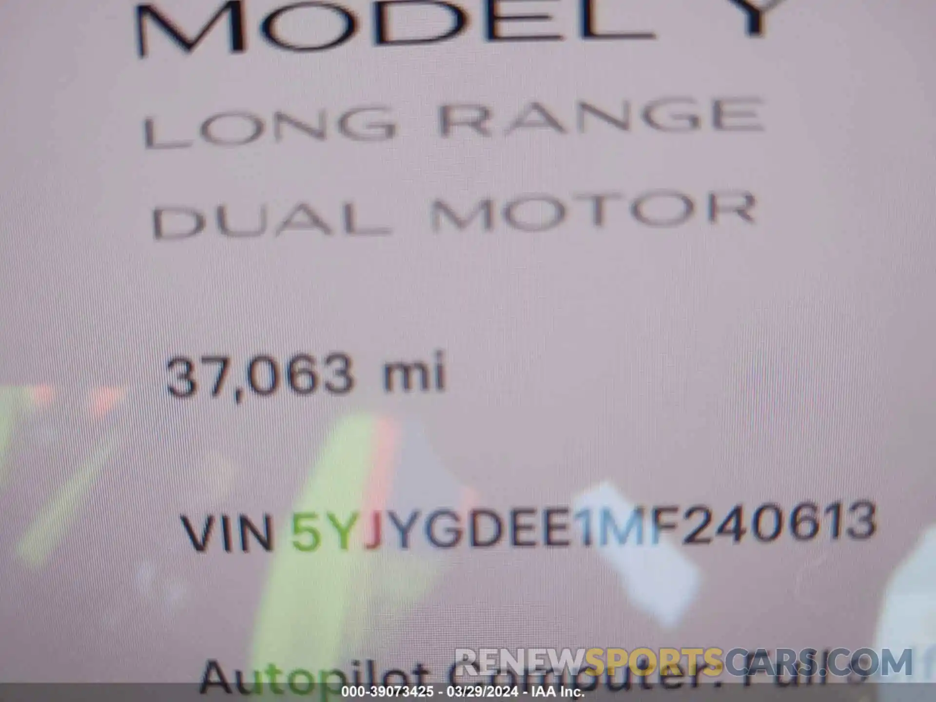 7 Photograph of a damaged car 5YJYGDEE1MF240613 TESLA MODEL Y 2021