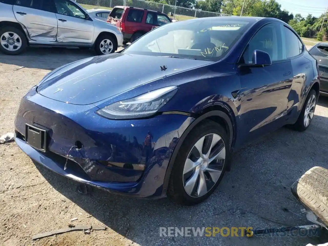 2 Photograph of a damaged car 5YJYGDEE1MF263910 TESLA MODEL Y 2021